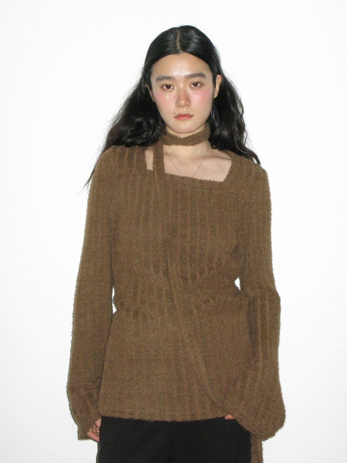 Dorydory Fuzzy Striped Knit Contemporary Chinese Women&