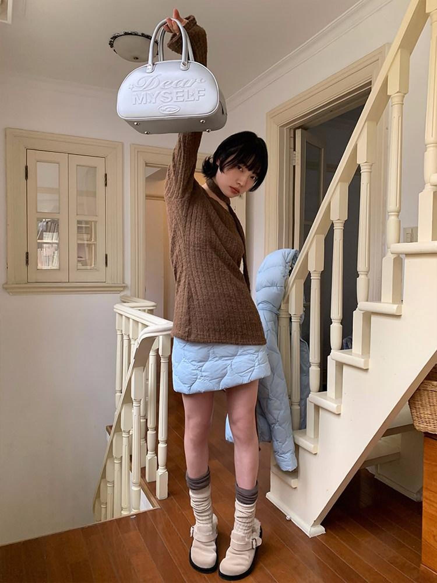 Dorydory Fuzzy Striped Knit Contemporary Chinese Women&