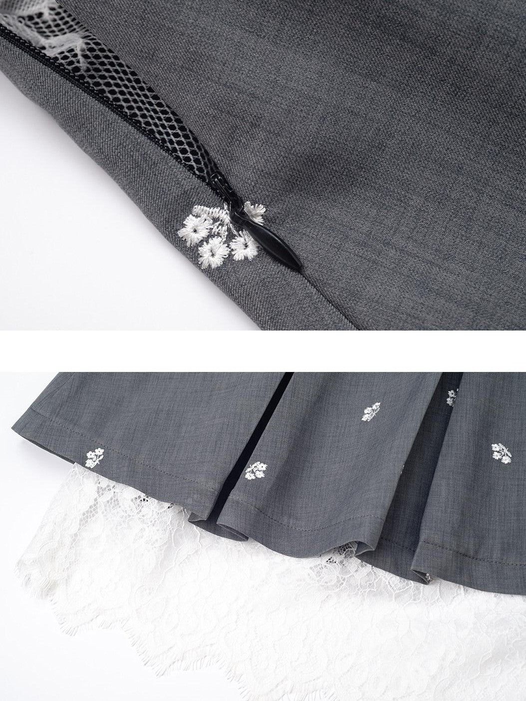 Dorydory Gray Embroidered Polo Collar Women&