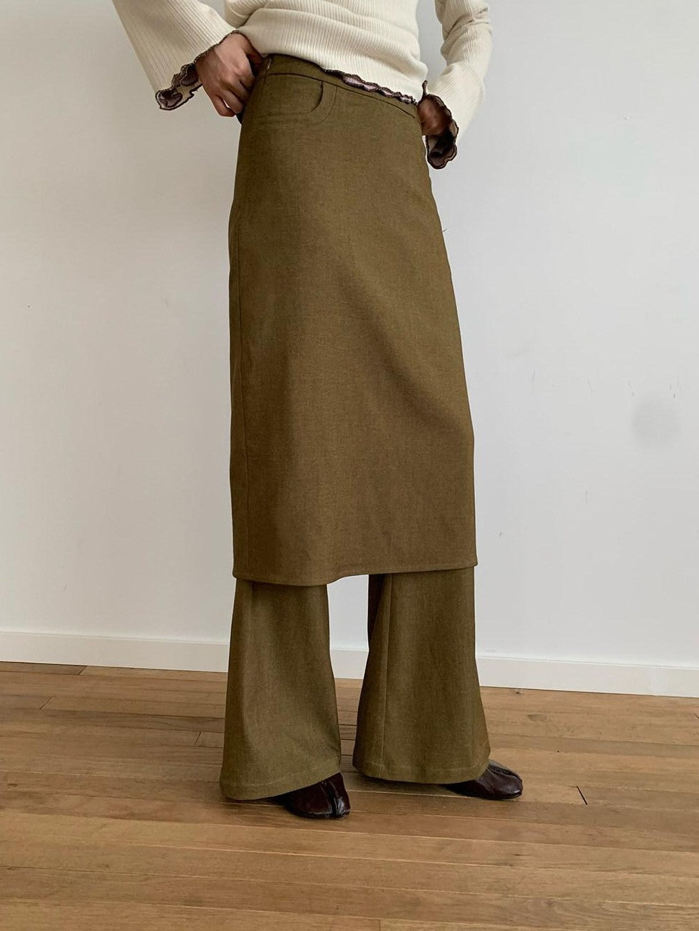 Dorydory Green Micro Flare Skort Relaxed Women&