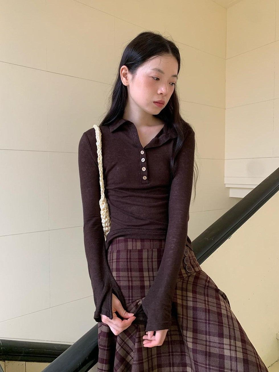 Dorydory High Neck Knot Detail Ribbed Lightweight Women&