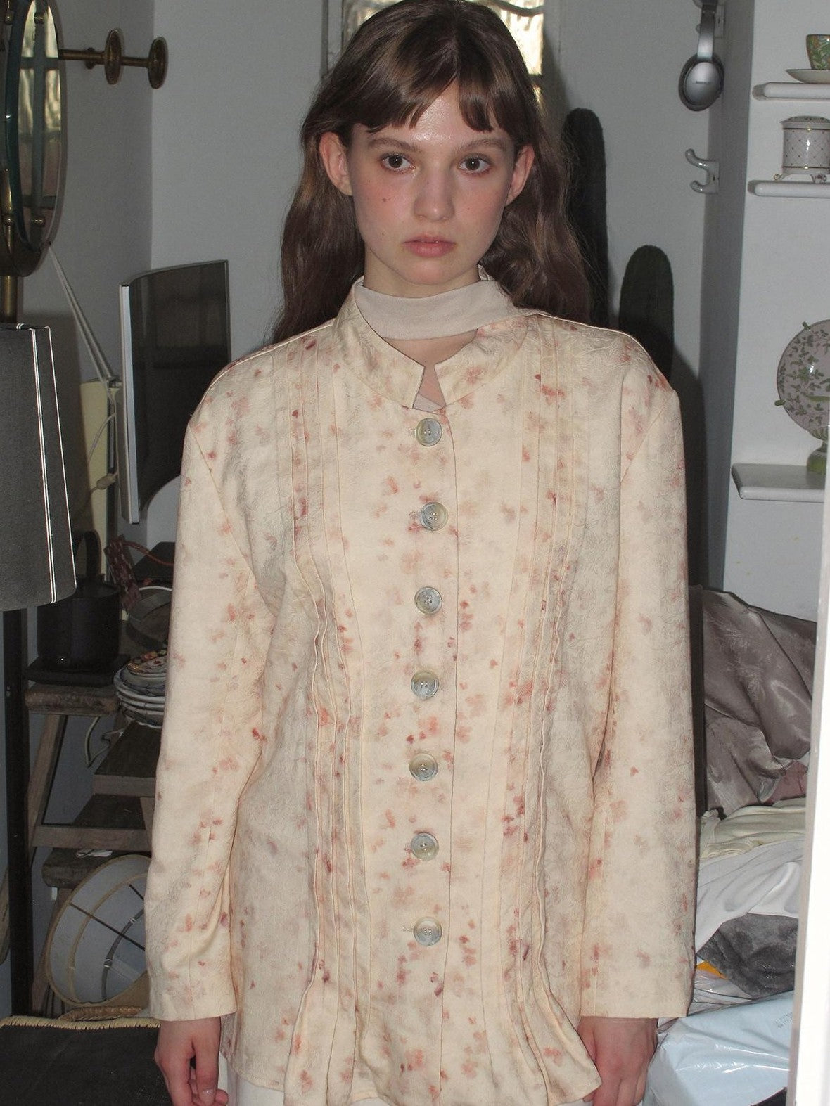 Dorydory Ink Wash Small Stand Collar Women&
