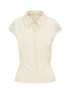 Lace Paneled Double Collar Short Sleeve Shirt