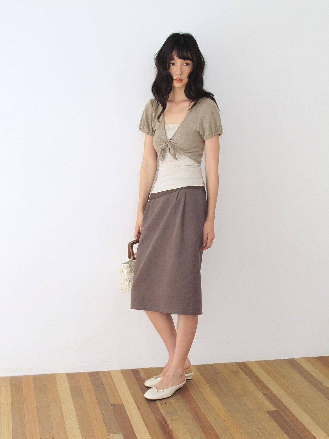 Dorydory Lace Tie Front Two Piece T Shirt Set Knitwear Women&