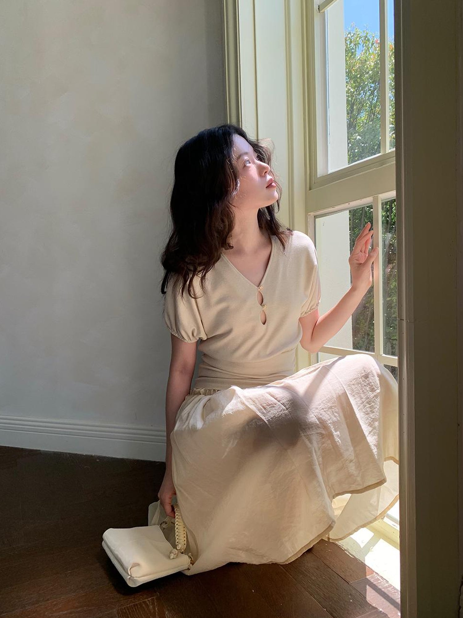 Dorydory Layered Sheer Ruffle Hem White A Line Skirt