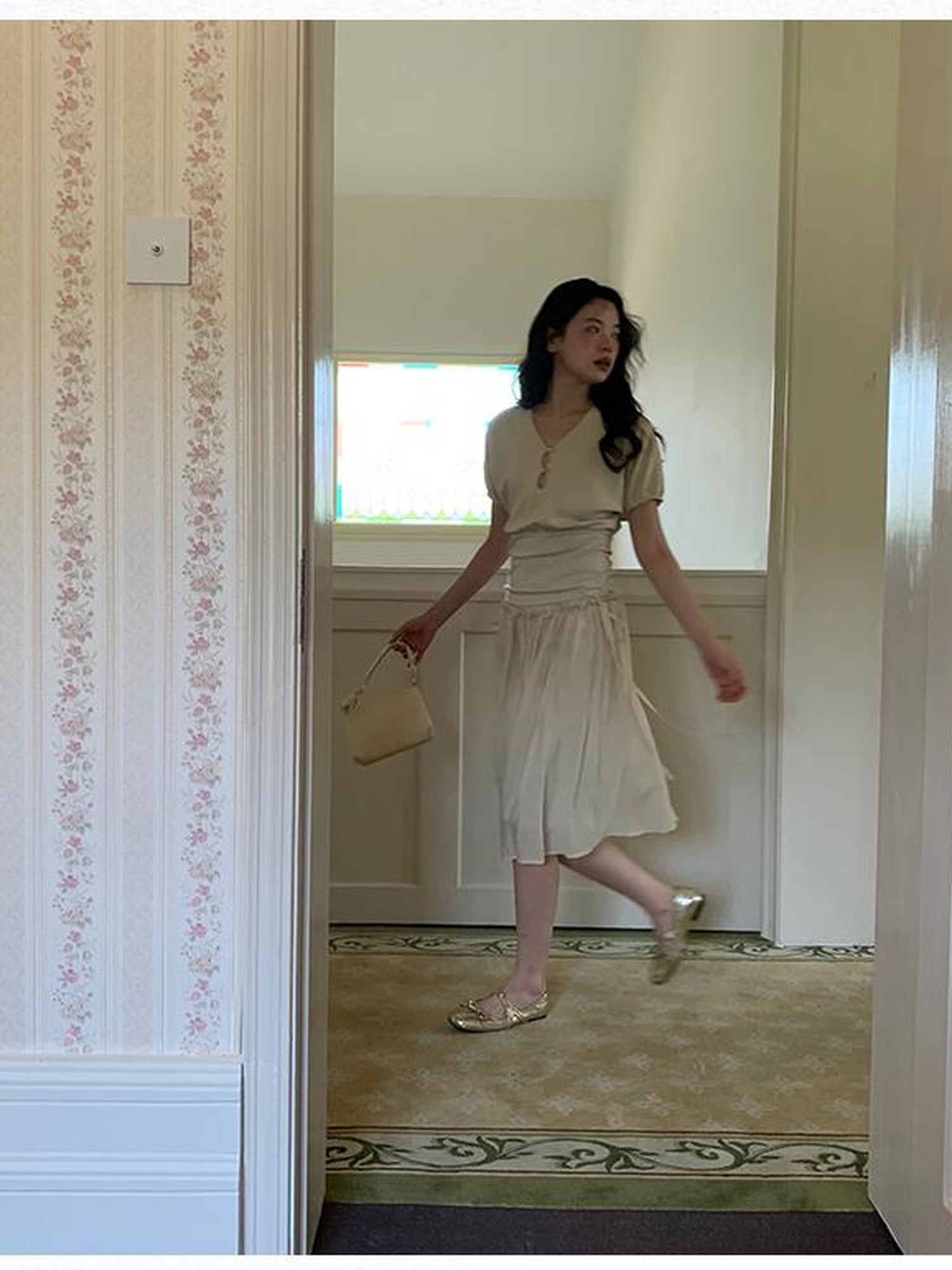Dorydory Layered Sheer Ruffle Hem White A Line Skirt