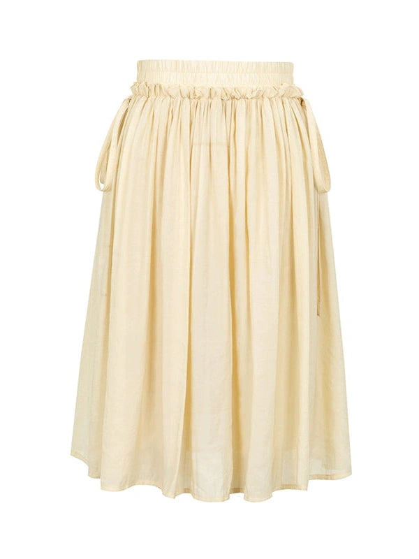 Layered Sheer Ruffle Hem White A Line Skirt