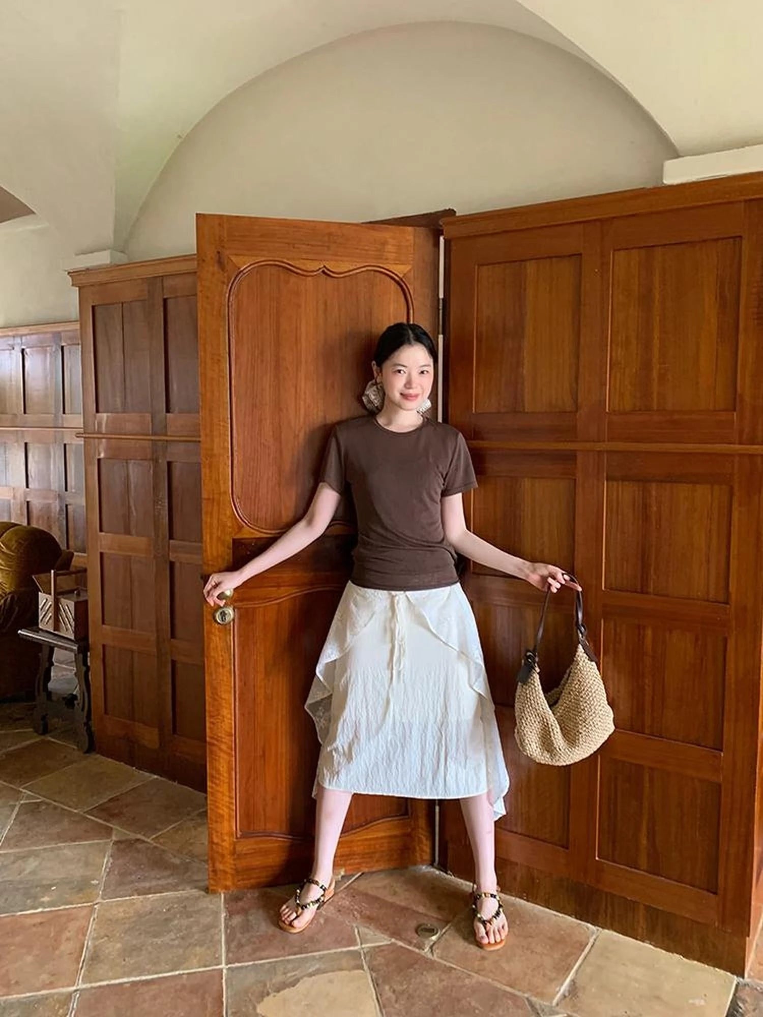 Layered Sheer Tulle Bow Tie Midi Skirt with Ruffle Hem