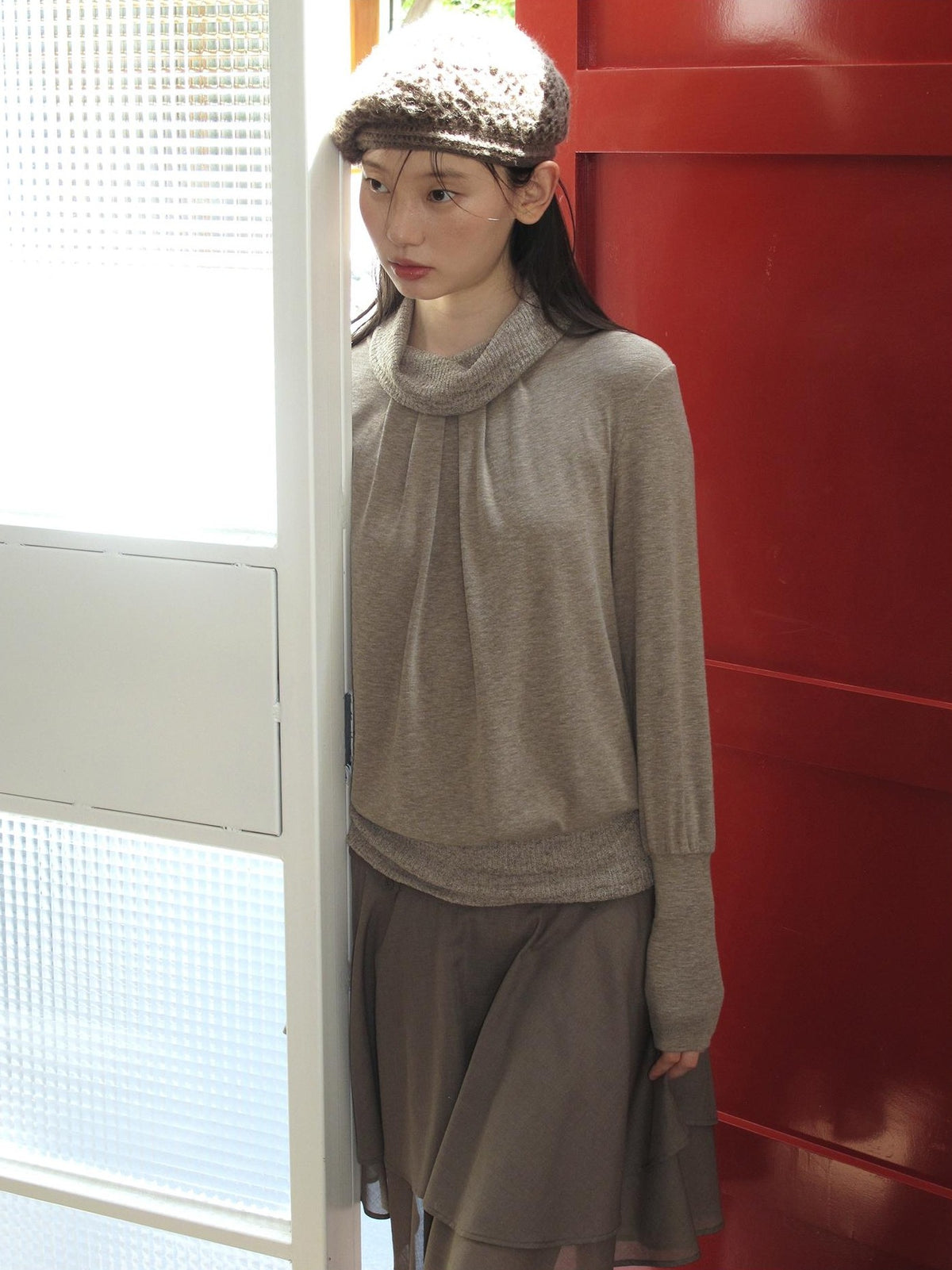 Dorydory Loose Fit Faux Layered Long Sleeve Women&
