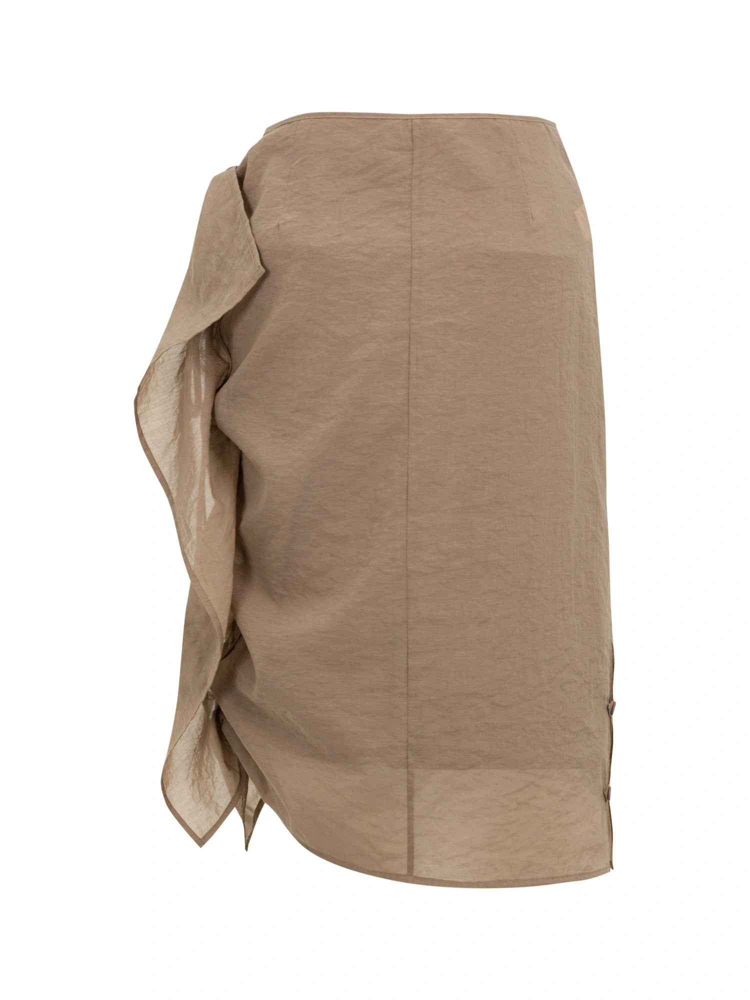 Low Saturation Mocha Chiffon Wrap Hem Floral Skirt