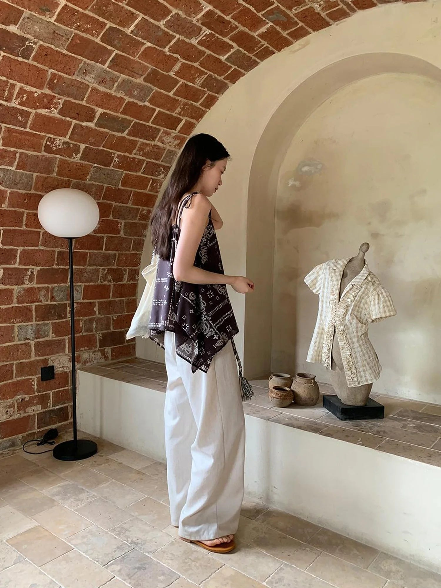 Lyocell Blend Wide Leg Trousers With Elastic Waist