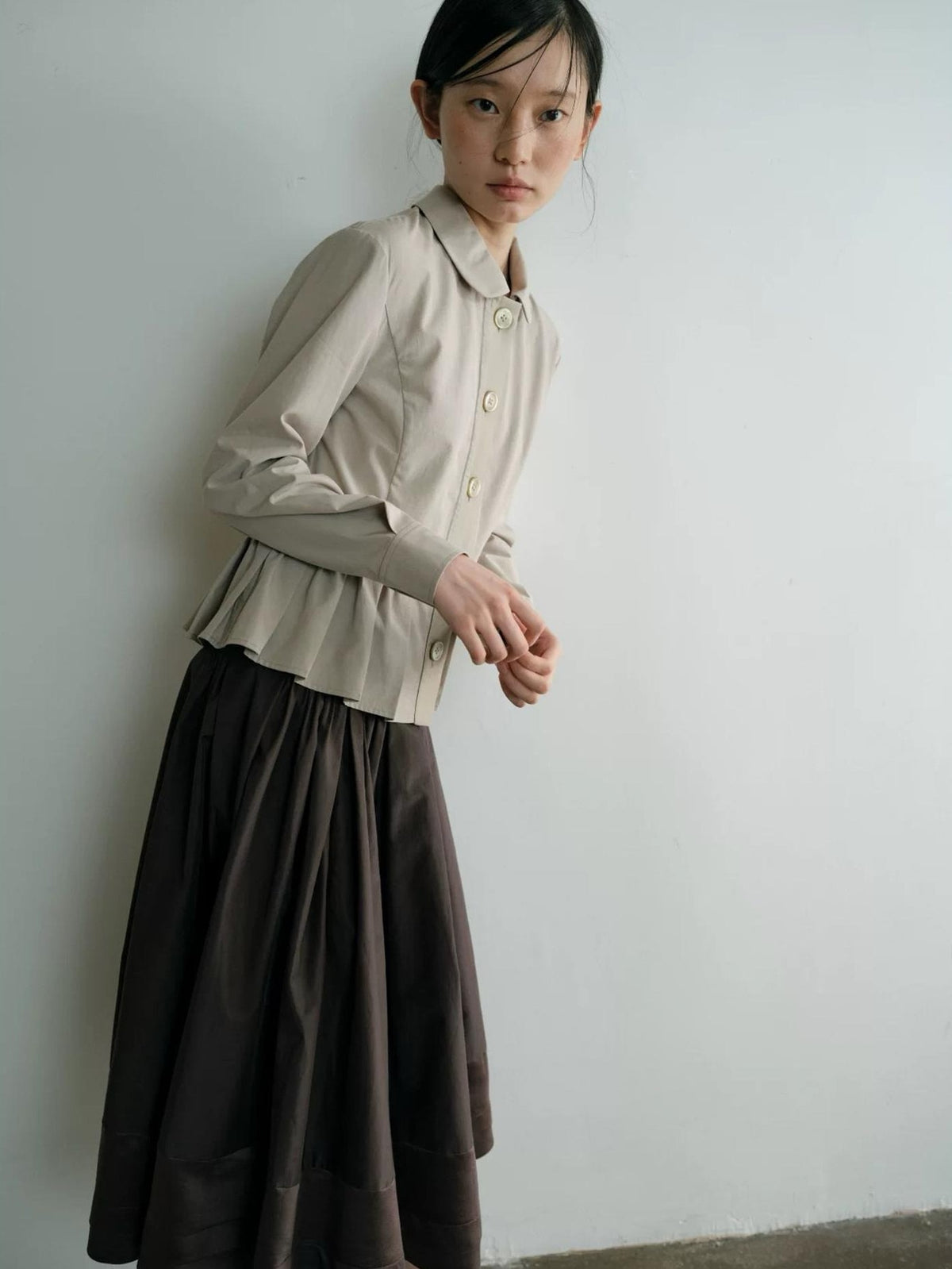 Dorydory Minimalist Lapel Cinched Waist Color Block Women&