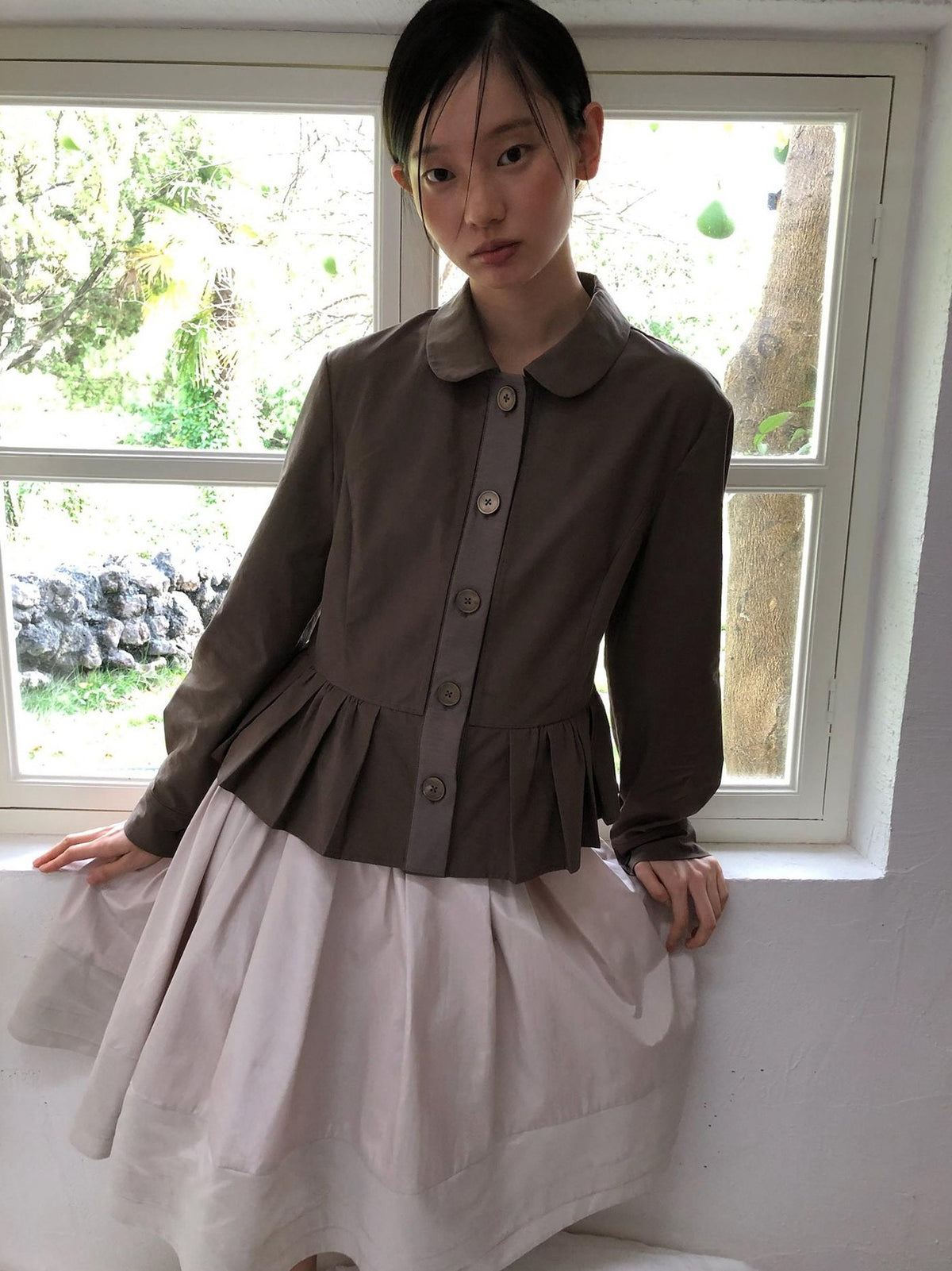Dorydory Minimalist Lapel Cinched Waist Color Block Women&