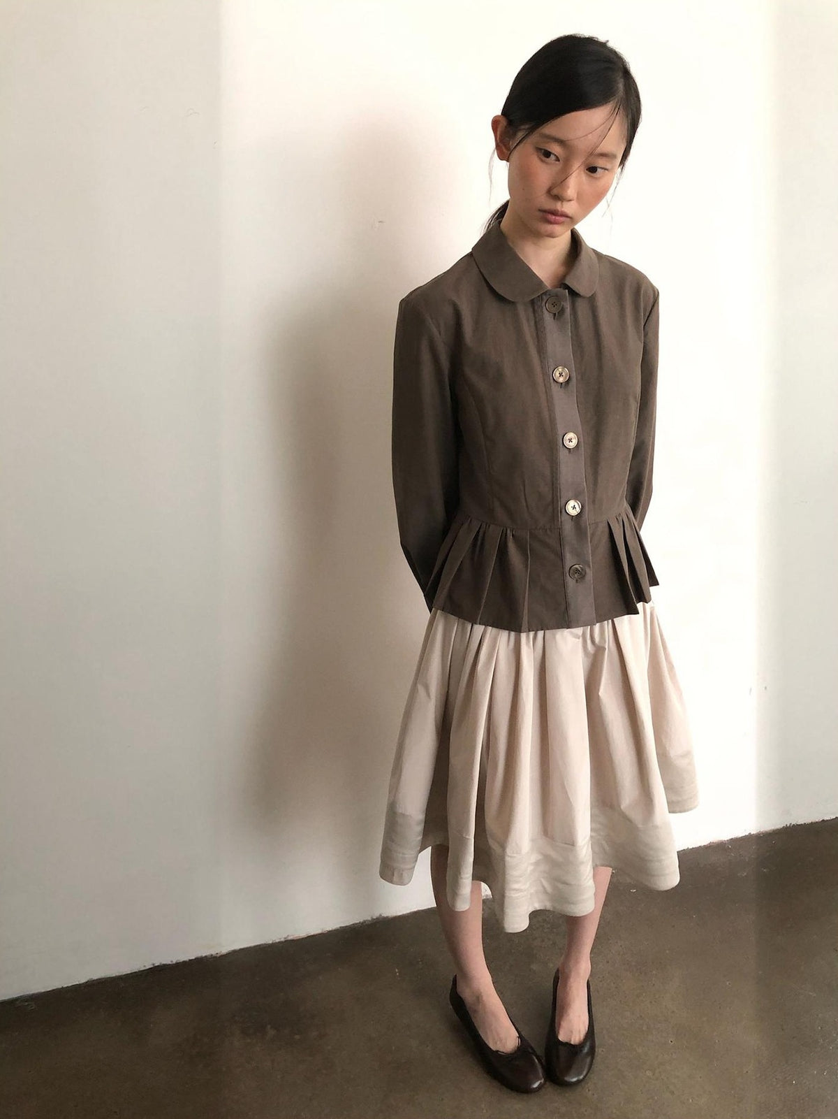 Dorydory Minimalist Lapel Cinched Waist Color Block Women&