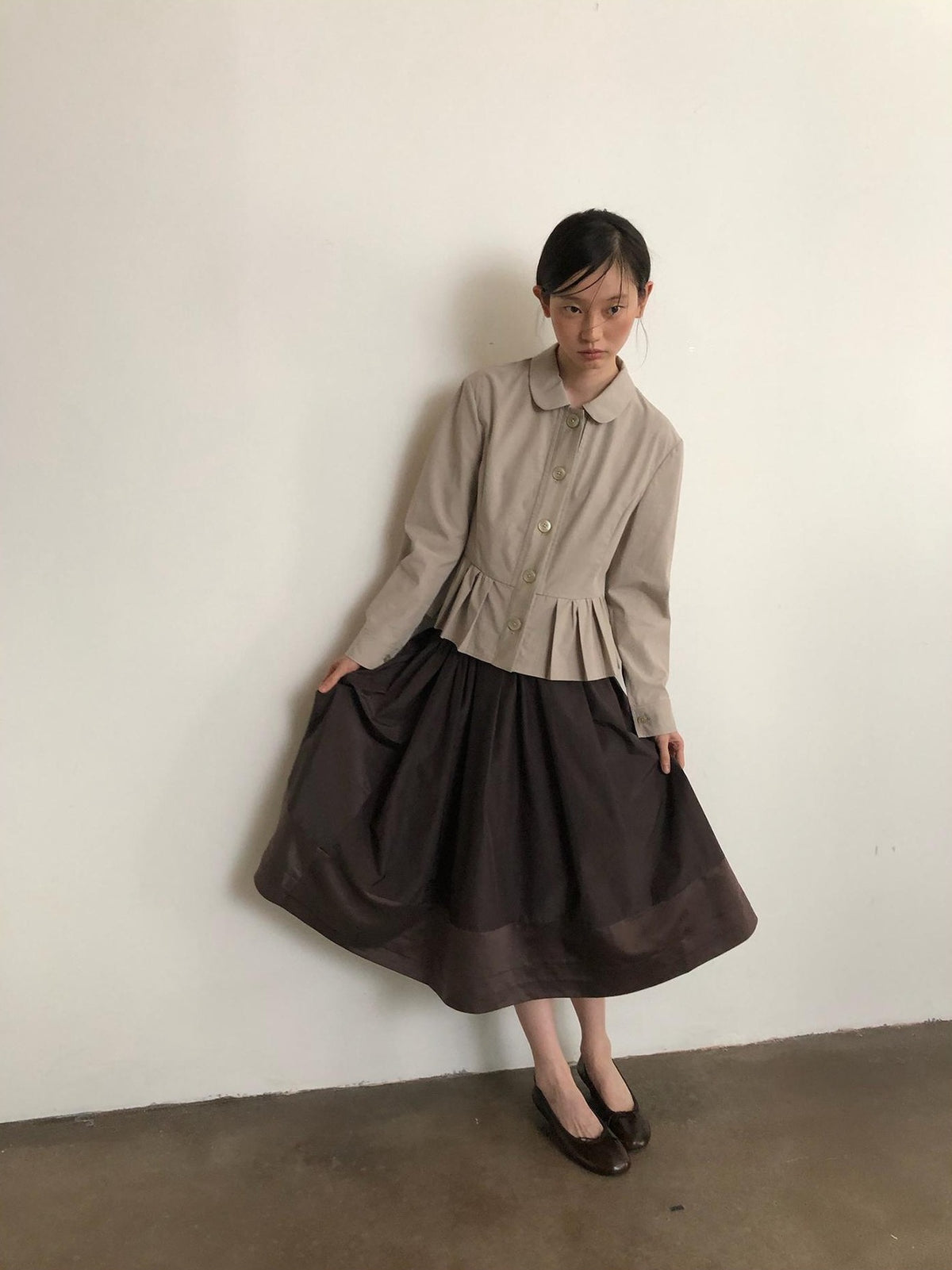 Dorydory Minimalist Lapel Cinched Waist Color Block Women&