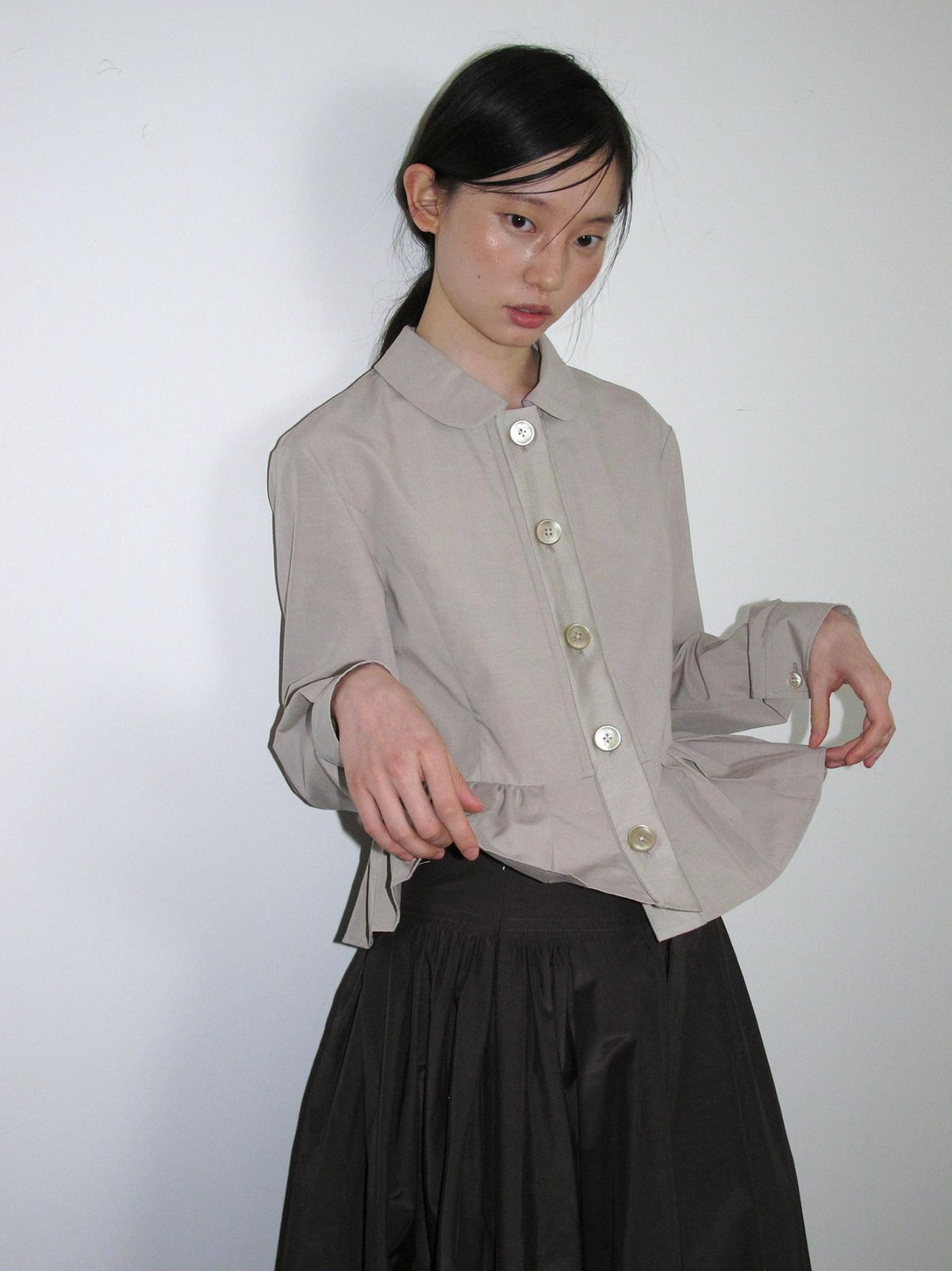 Dorydory Minimalist Lapel Cinched Waist Color Block Women&