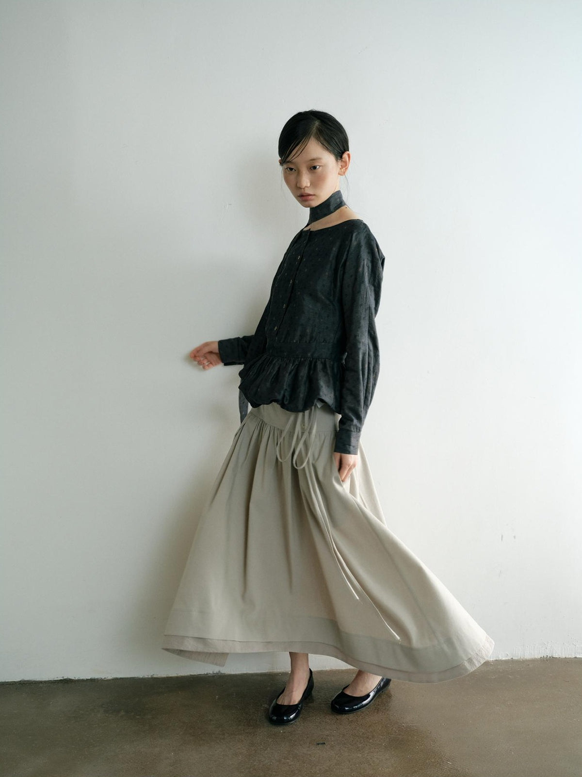 Dorydory Minimalist Shirred High Waist Asymmetric Loose Women&