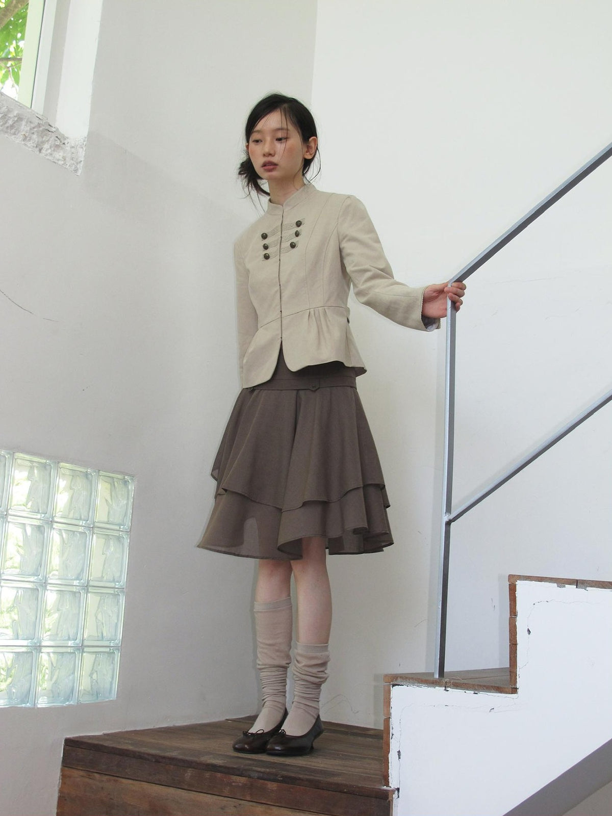 Dorydory Multi Button Stand Collar Women&