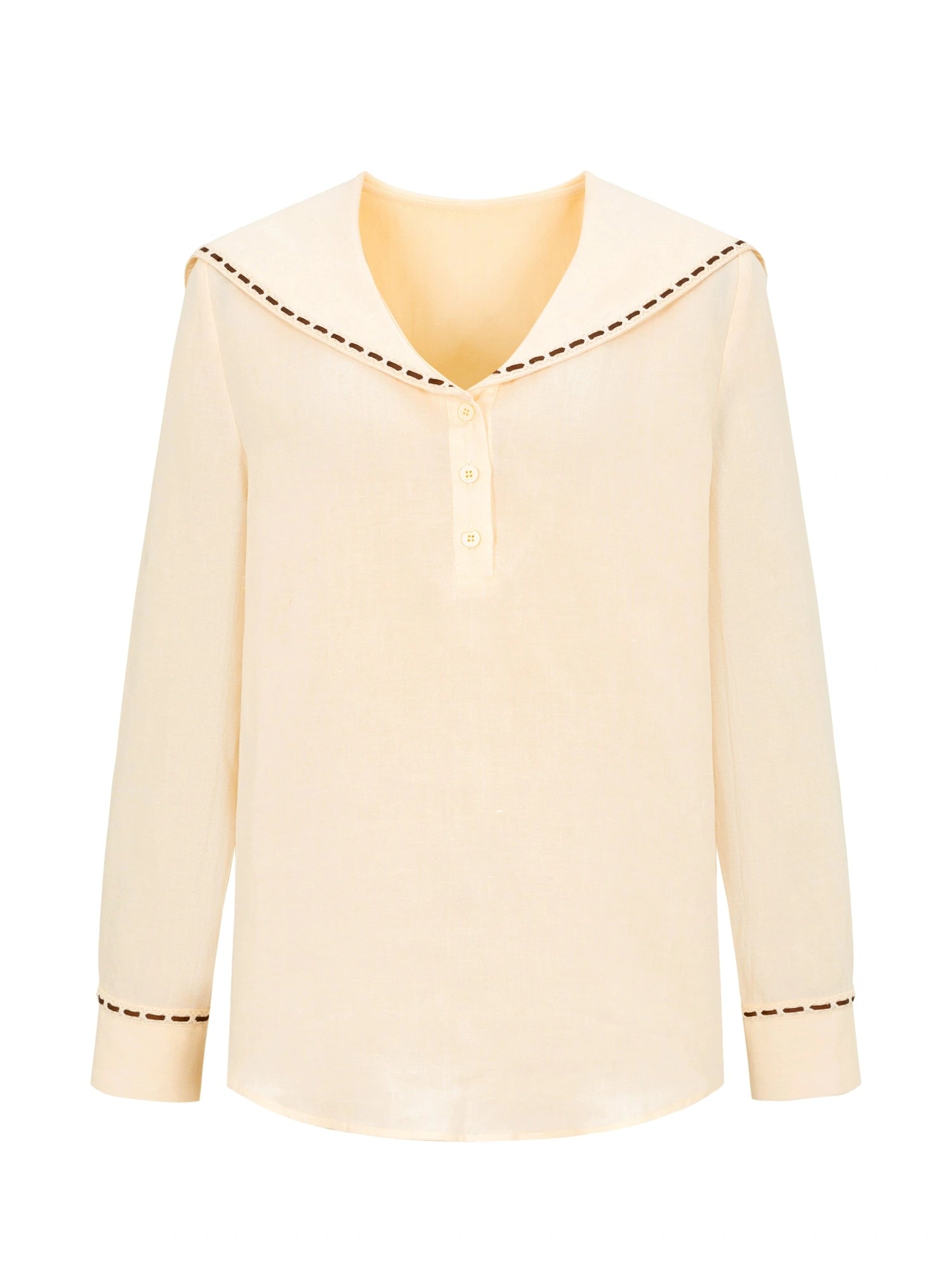 Navy Collar Relaxed Fit Tease Linen Blend Shirt