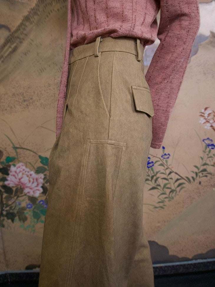 Dorydory New Chinese Style High Waist Wide Leg Cotton Women&