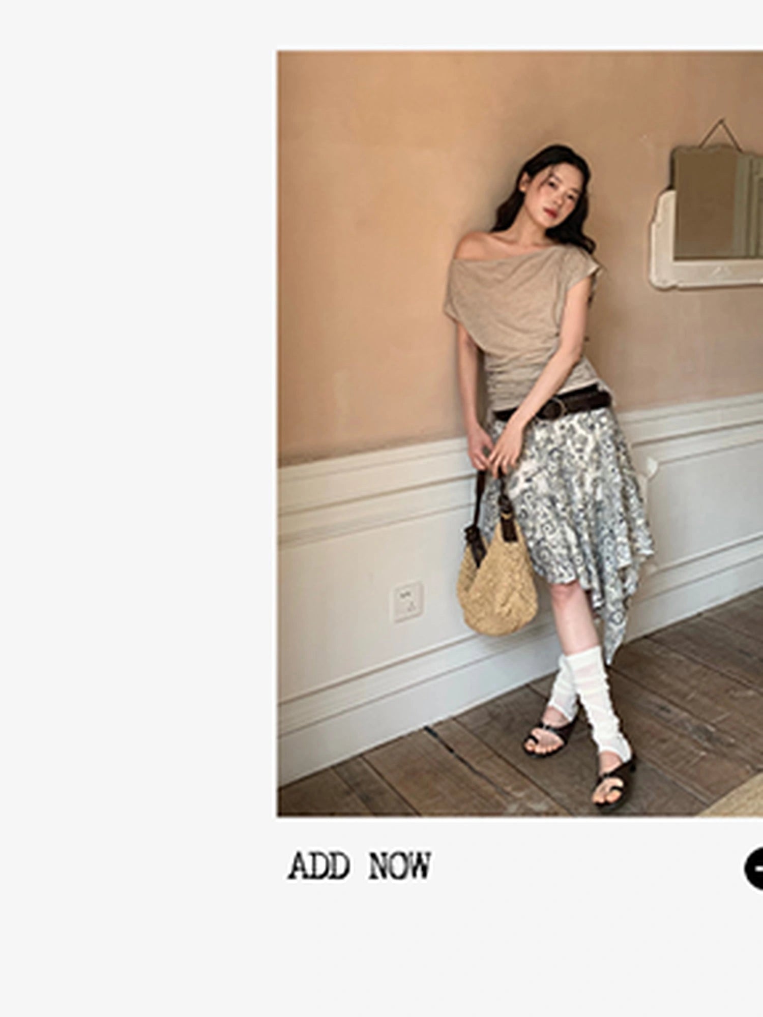 Oblique Shoulder Drawstring T-shirt Top