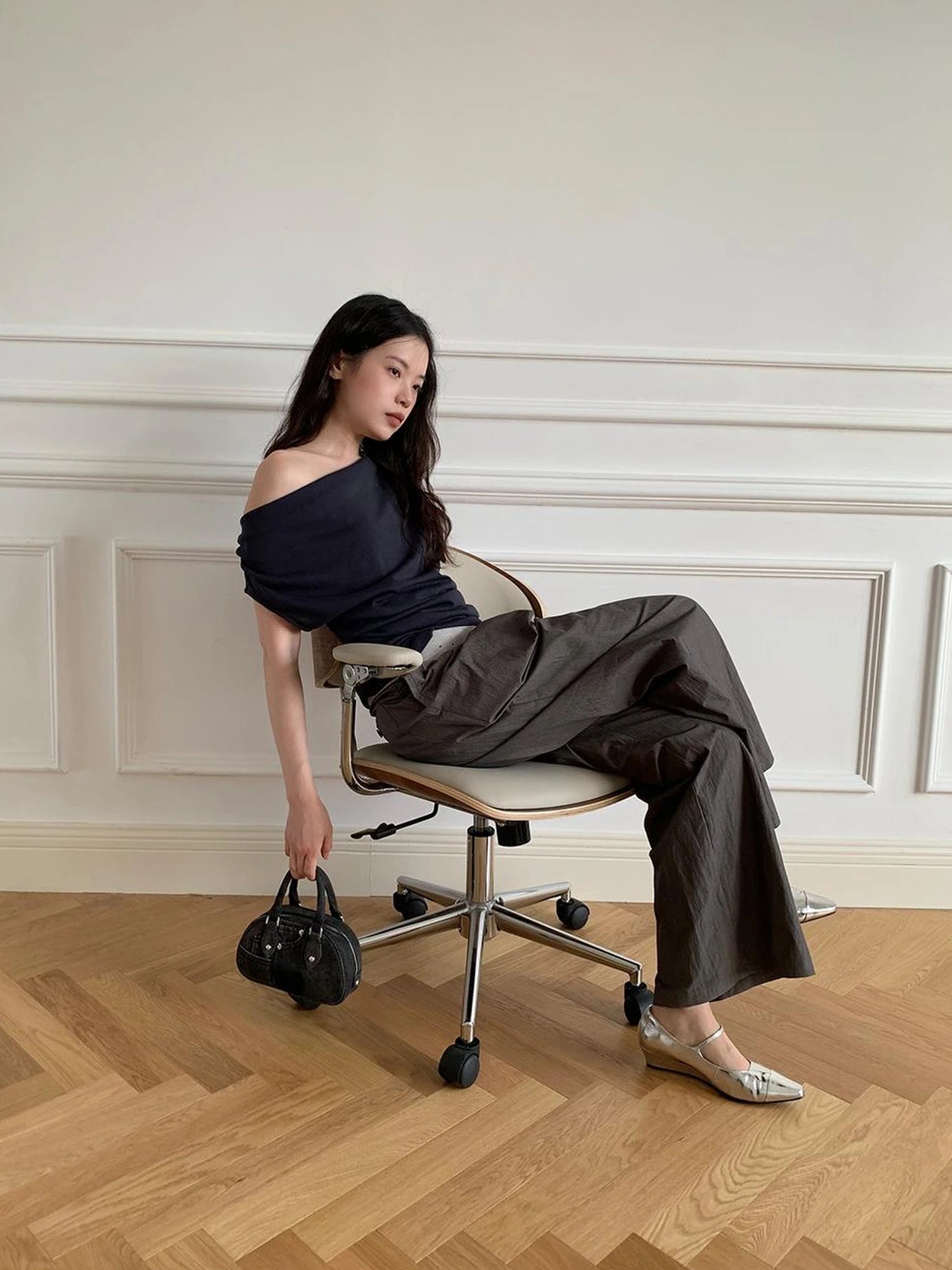 Off Shoulder Ruffle Neckline T-shirt In Red