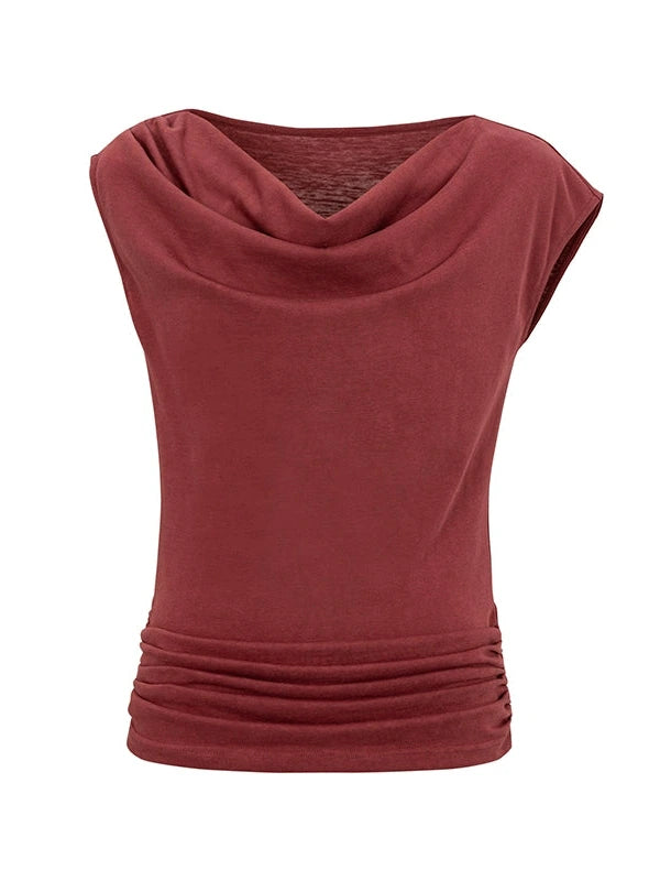 Off Shoulder Ruffle Neckline T-shirt In Red