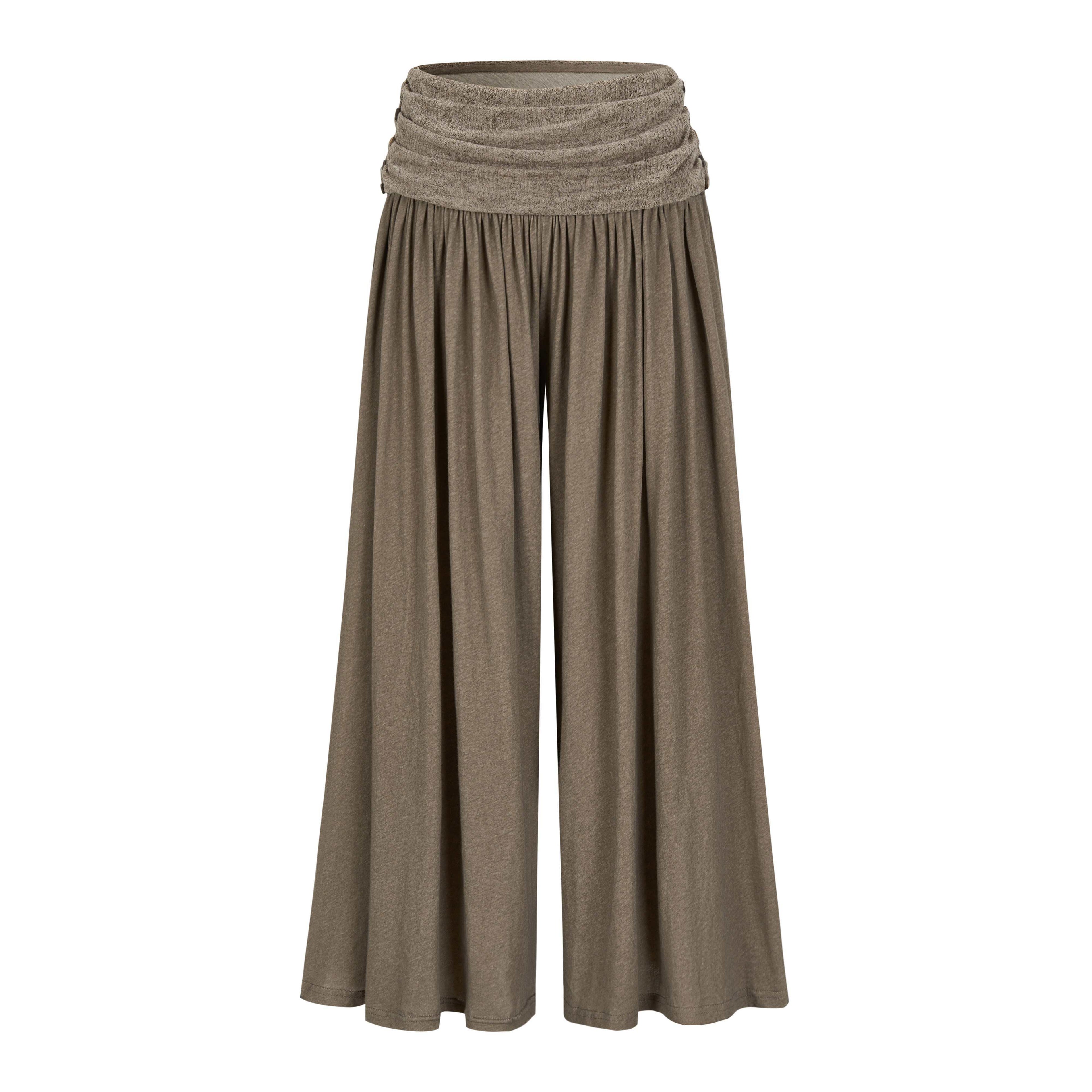 Dorydory_Palm_Oat_Ruffle_Hem_High_Waist_Slim_Wide_Leg_Women&