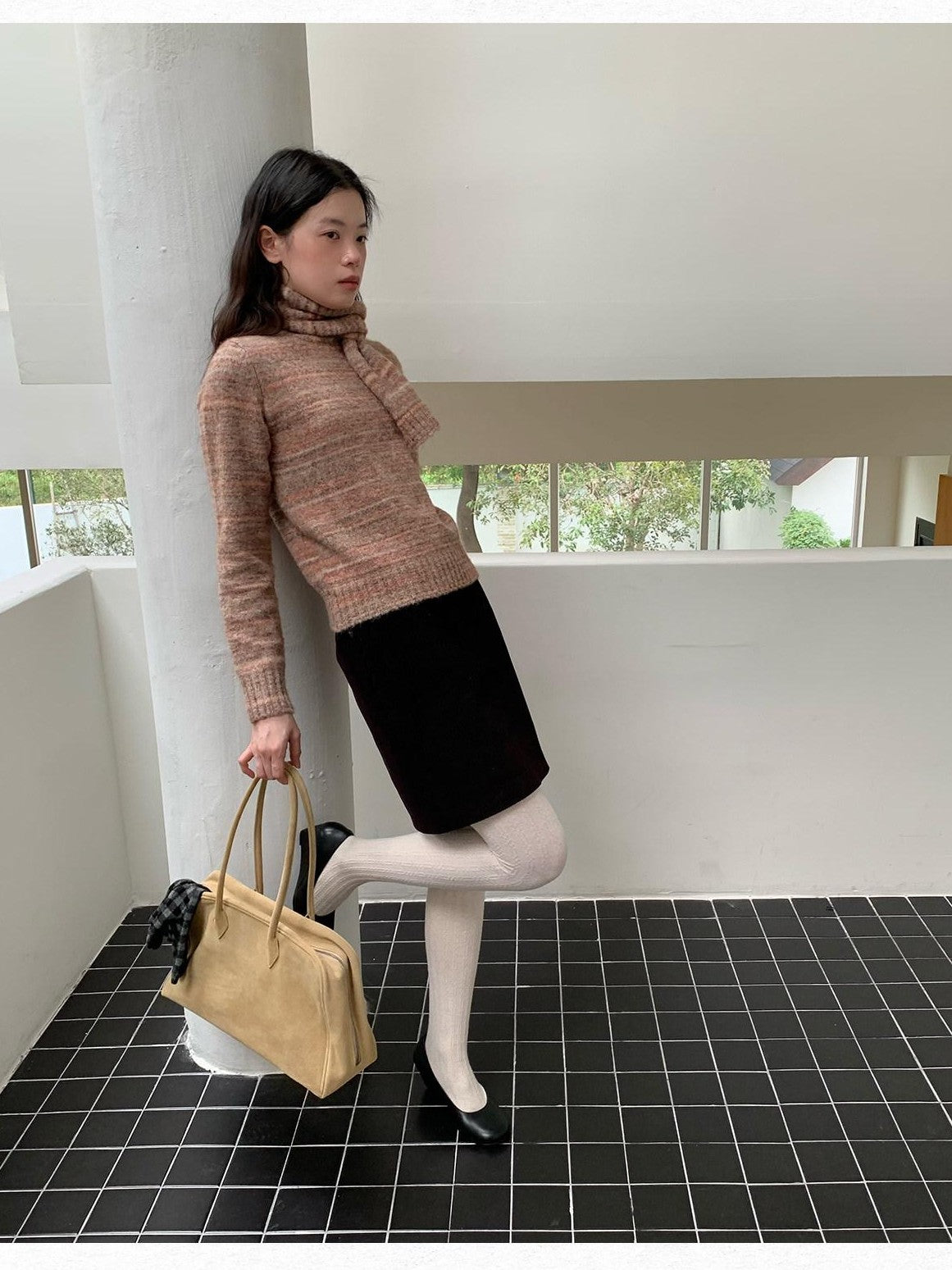 Dorydory Pink Orange Sunset Ombre Scarf Collar Knit Women&