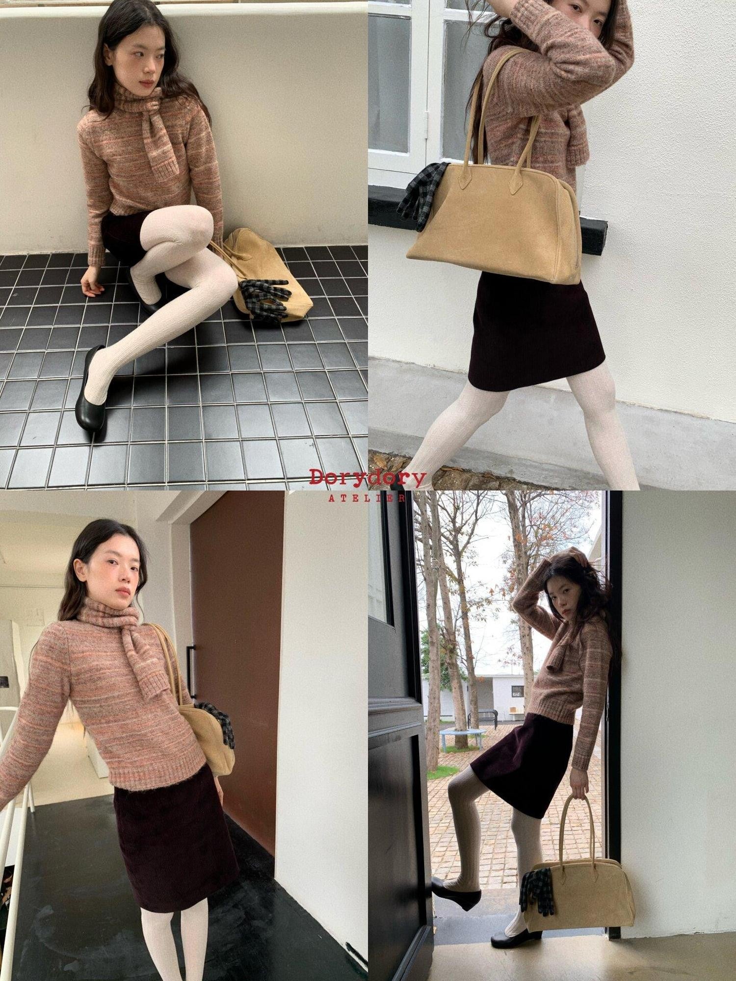 Dorydory Pink Orange Sunset Ombre Scarf Collar Knit Women&