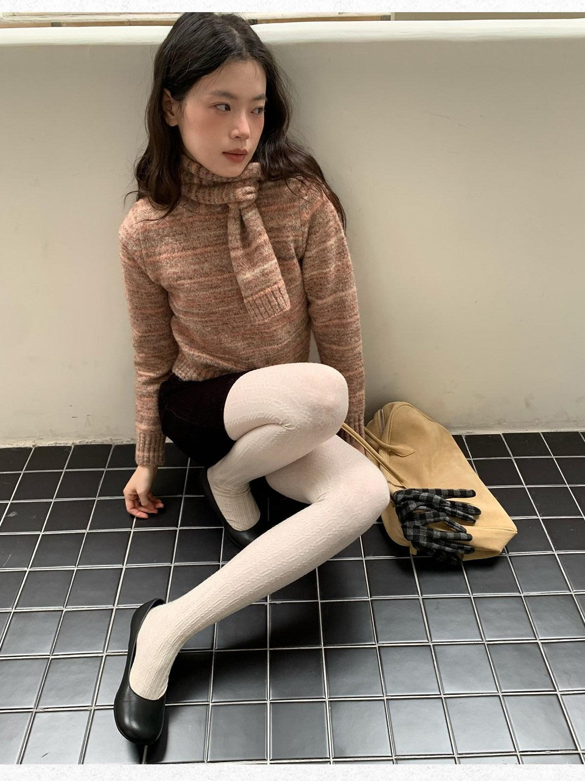 Dorydory Pink Orange Sunset Ombre Scarf Collar Knit Women&