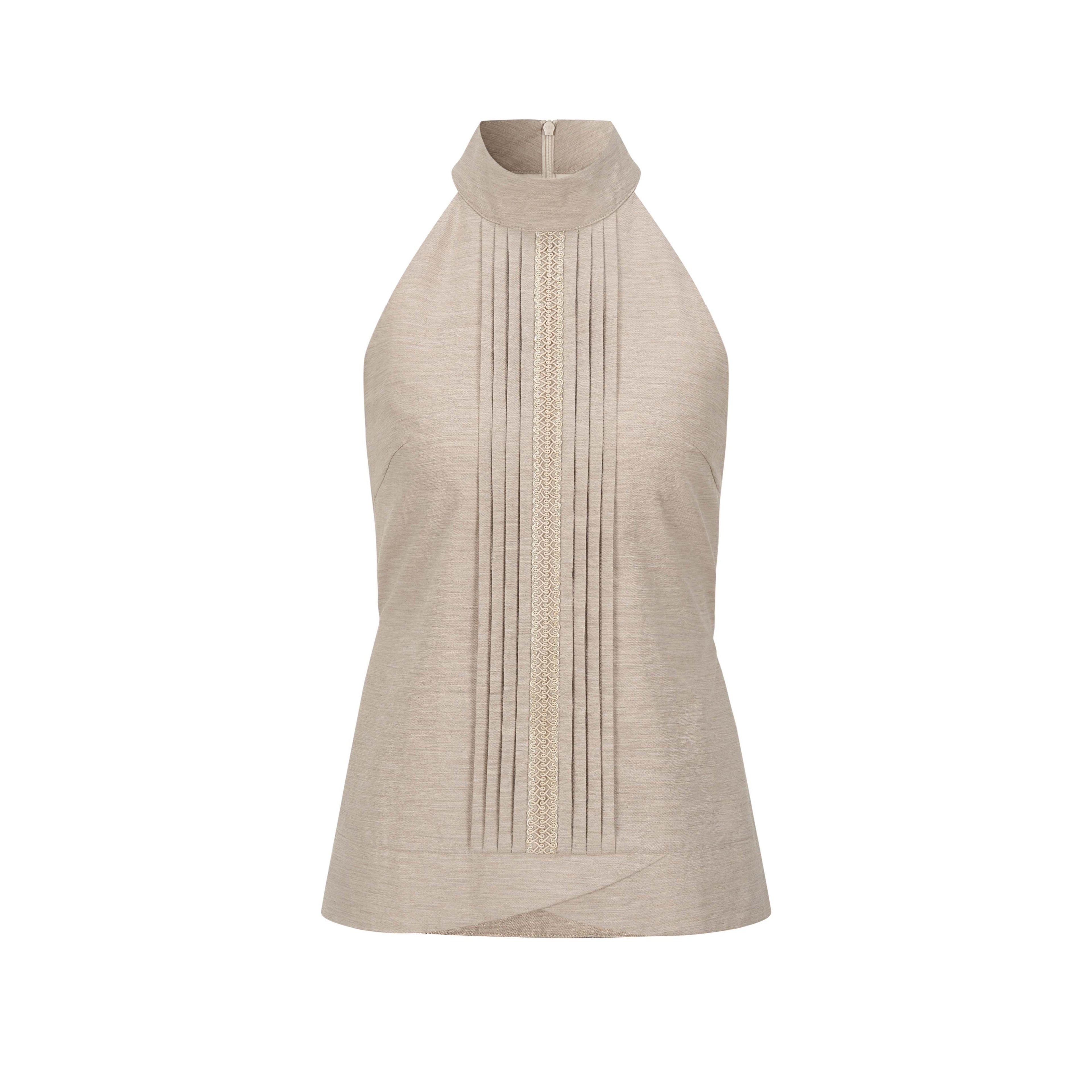 Dorydory_Pink_Purple_Pleated_Half_High_Collar_Sleeveless_Women&