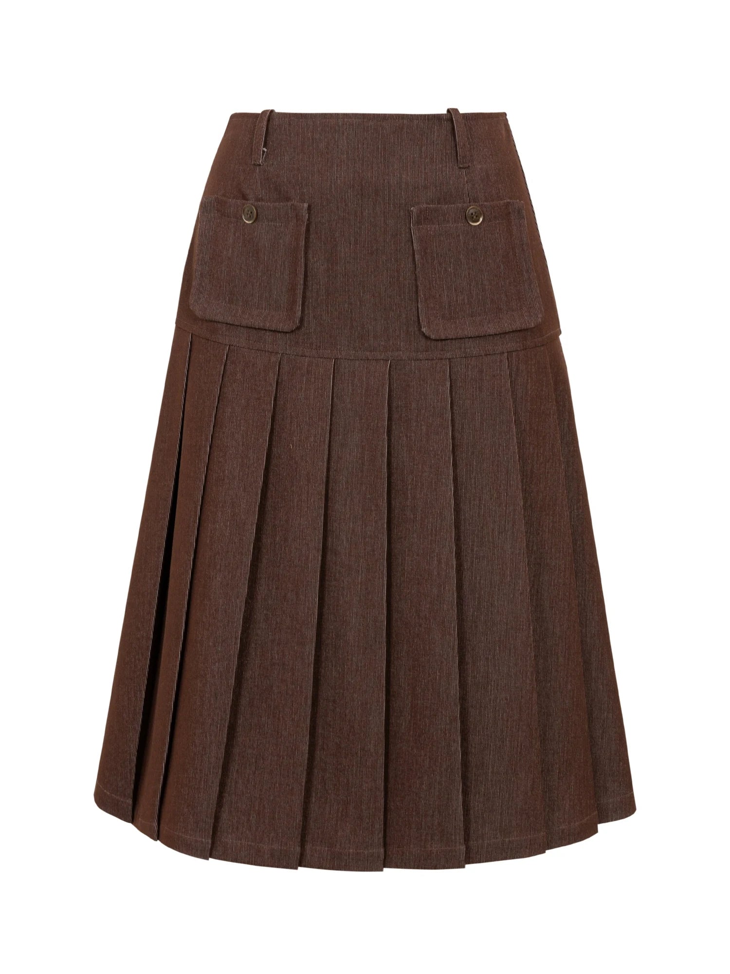 Pleated Side Pocket Midi Skirt