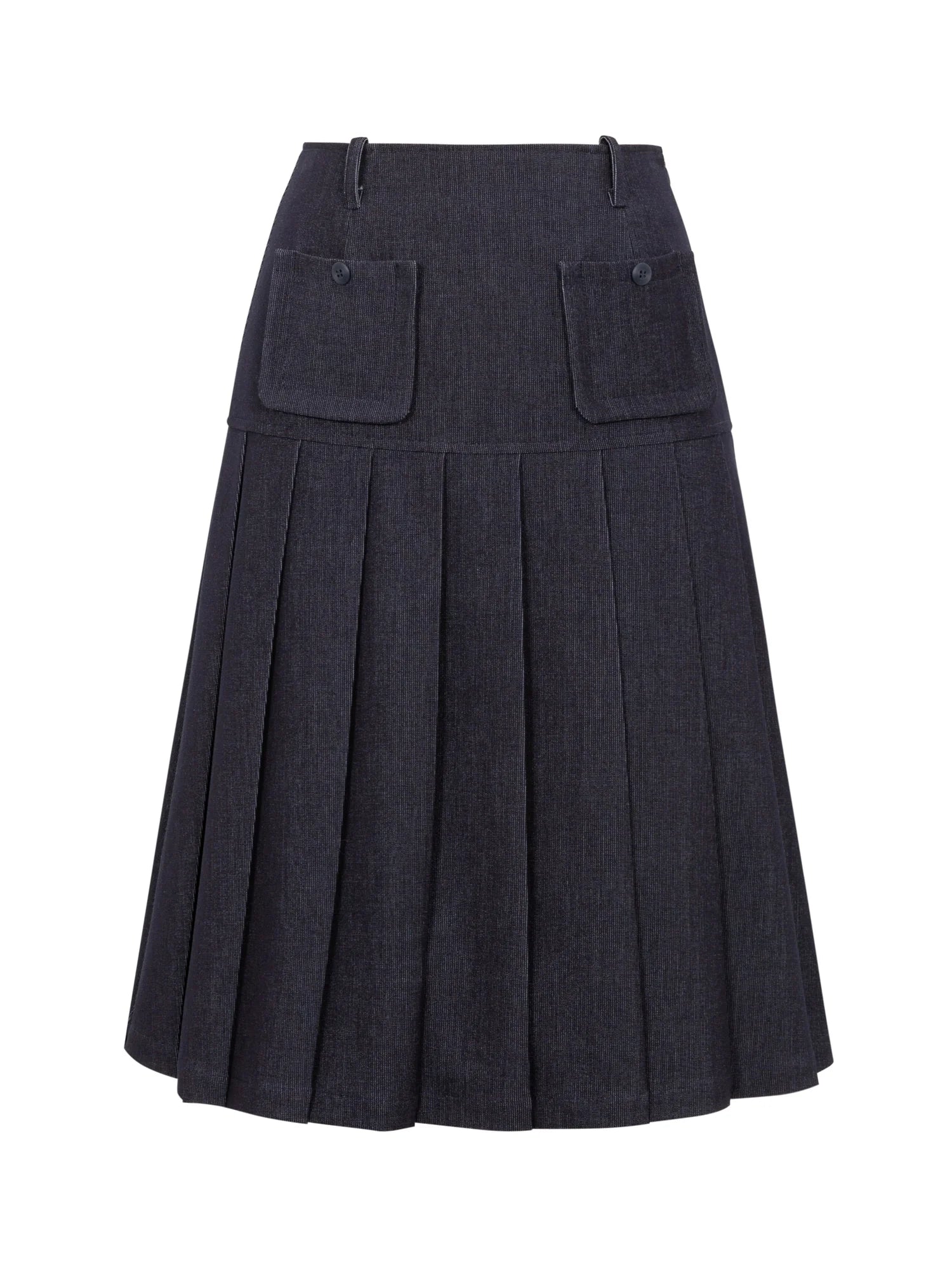 Pleated Side Pocket Midi Skirt