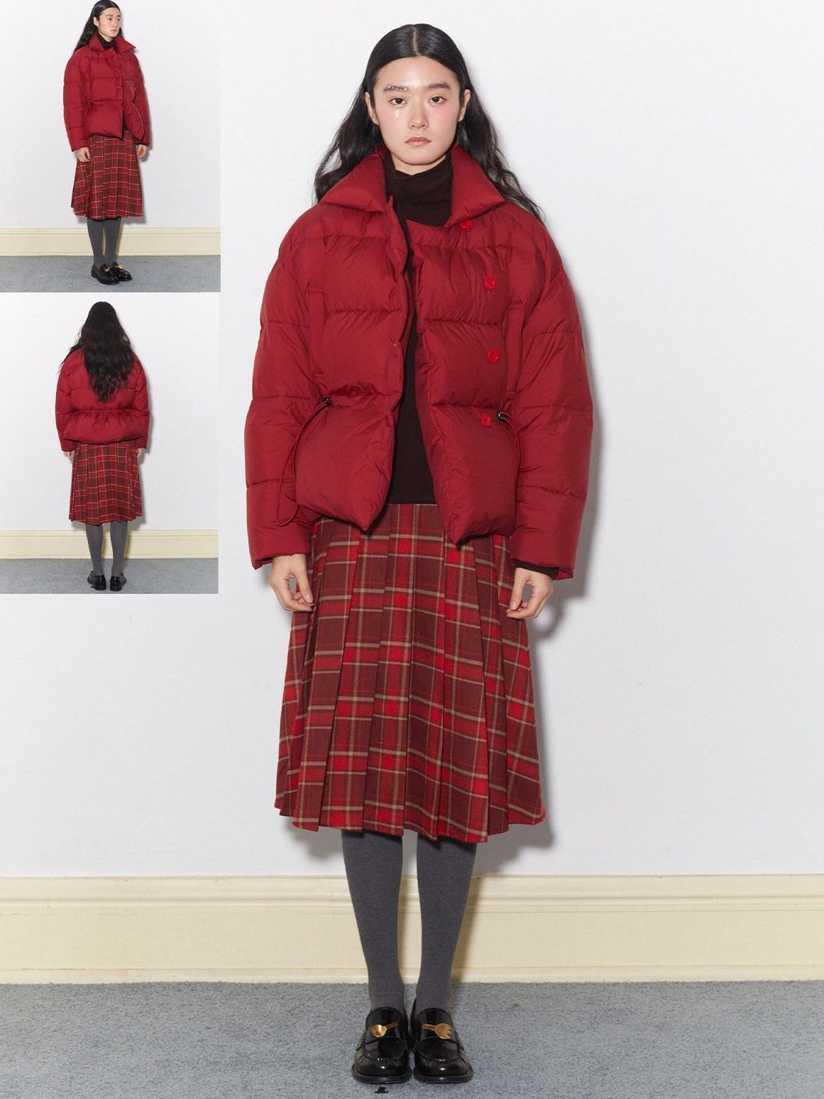 Dorydory Red Plaid Midi Flared A Line Full Hem Women&