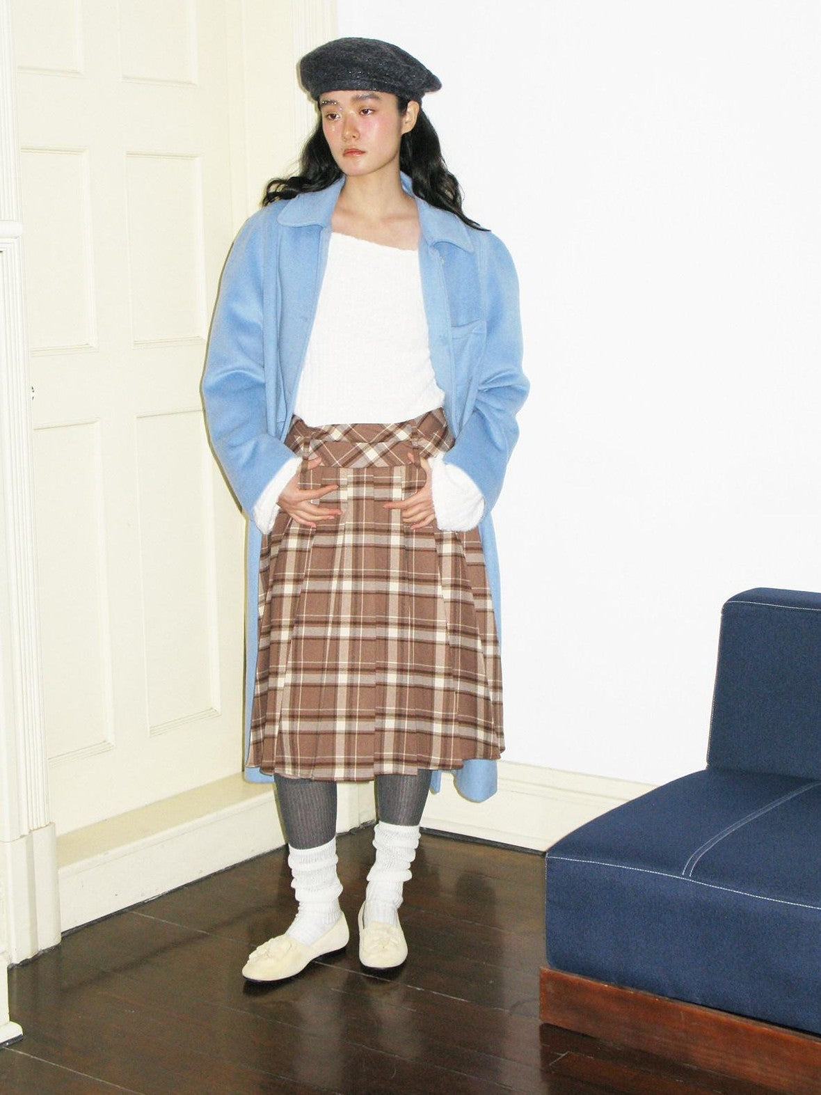 Dorydory Red Plaid Midi Flared A Line Full Hem Women&