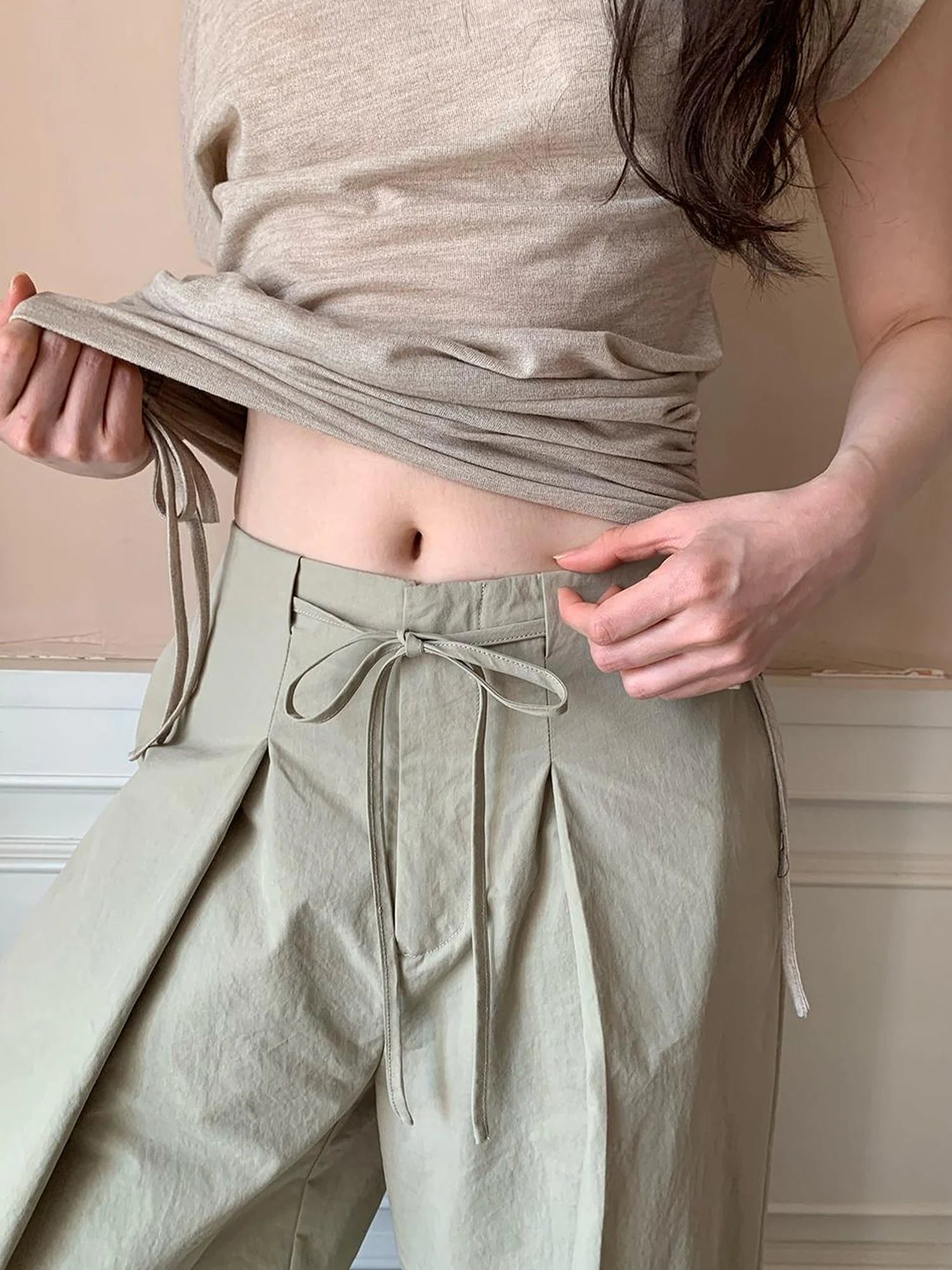 Relaxed Wide Leg Trousers In Soft Cotton Blend