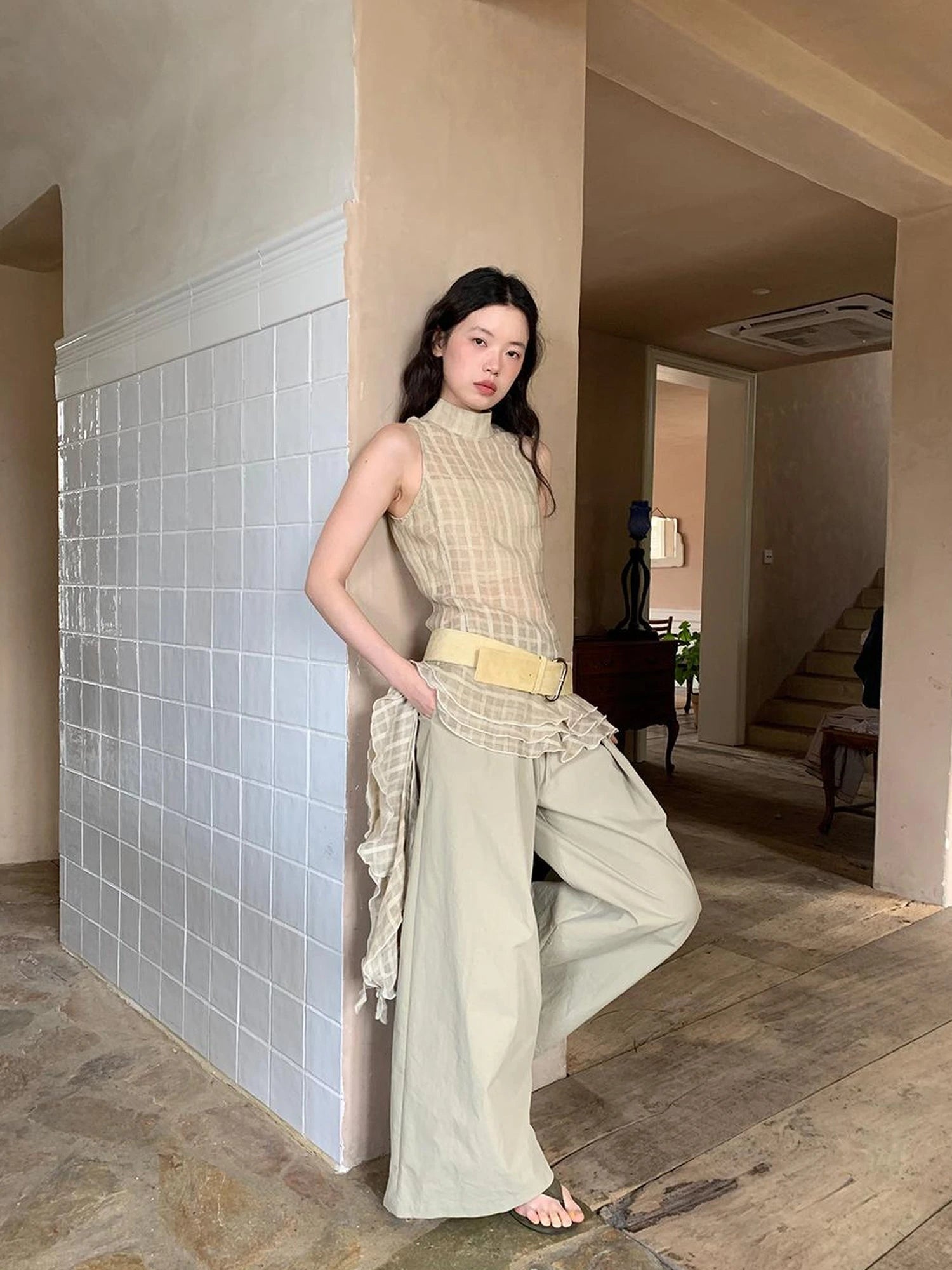 Relaxed Wide Leg Trousers In Soft Cotton Blend