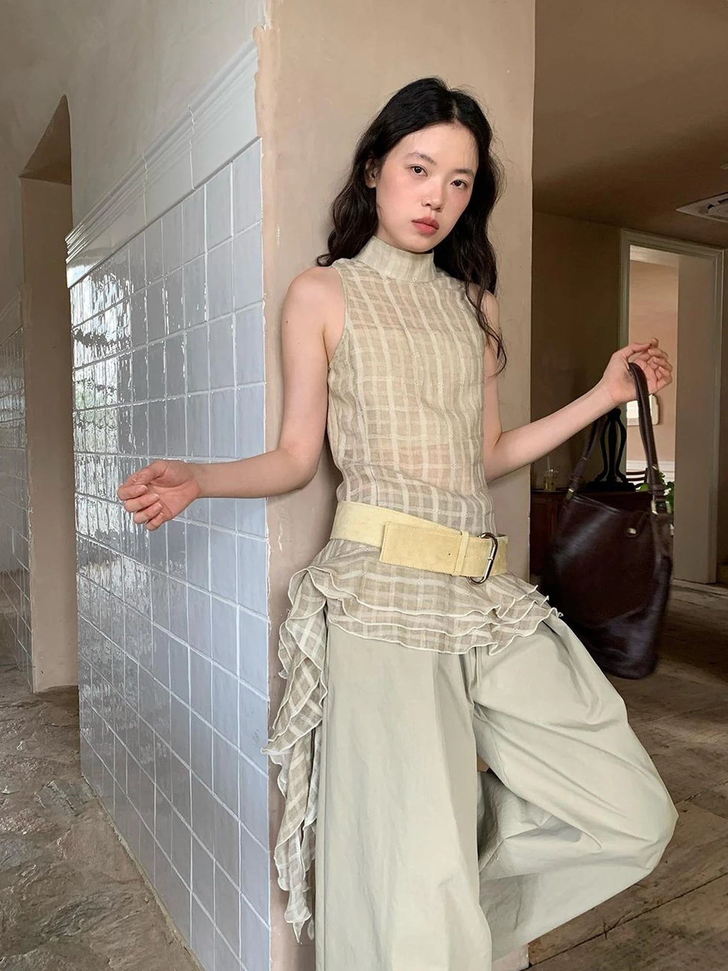 Relaxed Wide Leg Trousers In Soft Cotton Blend