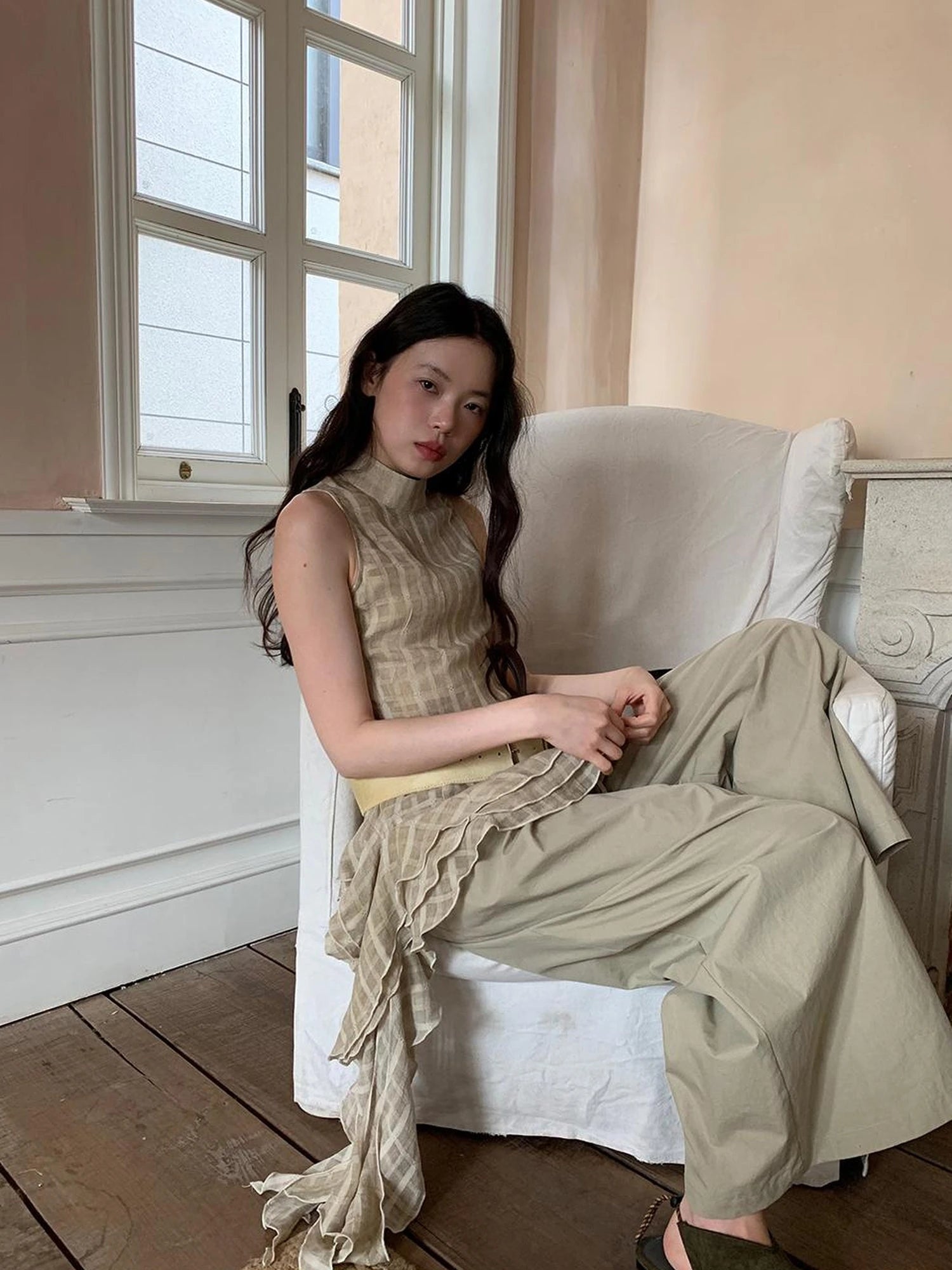 Relaxed Wide Leg Trousers In Soft Cotton Blend