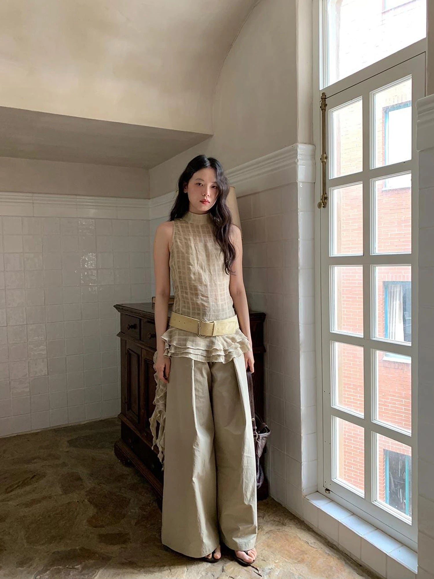 Relaxed Wide Leg Trousers In Soft Cotton Blend