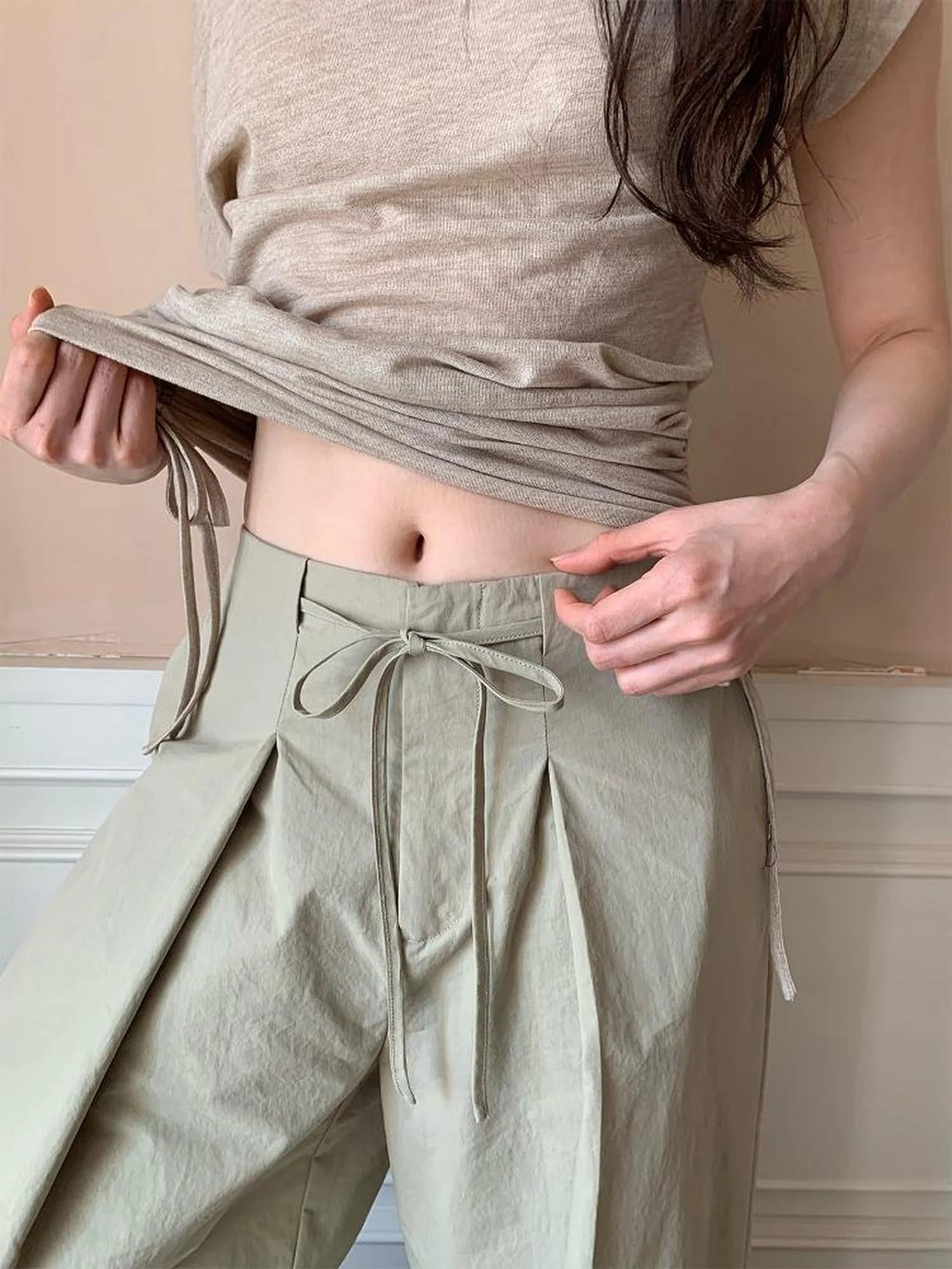 Relaxed Wide Leg Trousers In Soft Cotton Blend