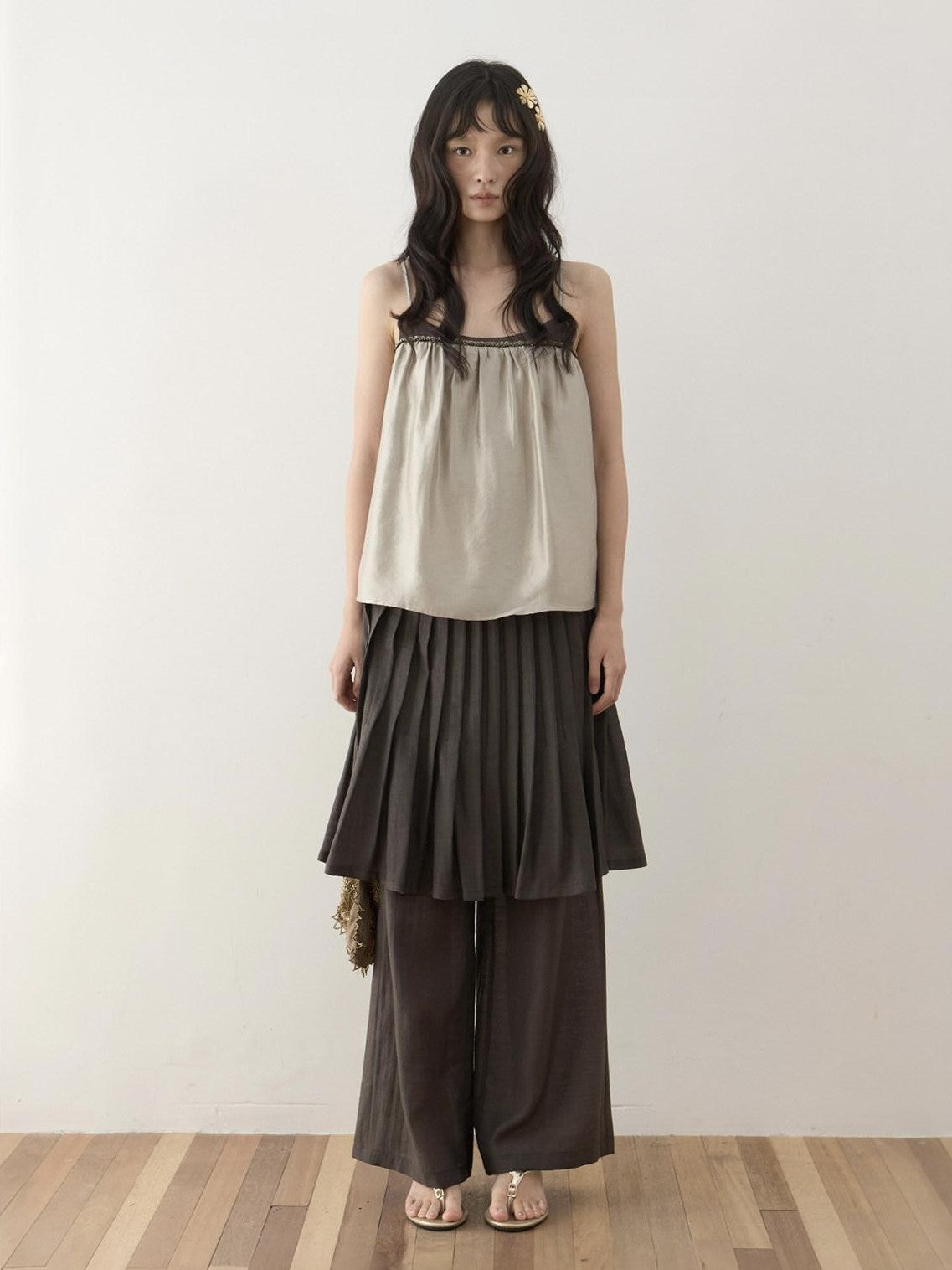Dorydory Retro Brown Green Colorblock Beaded Oversized Women&