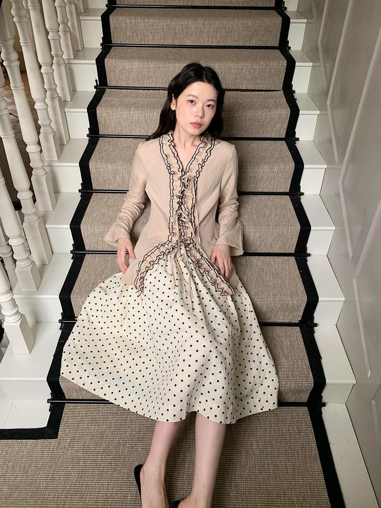 Dorydory Retro Dot A Line Midi Skirt For Pear Shape