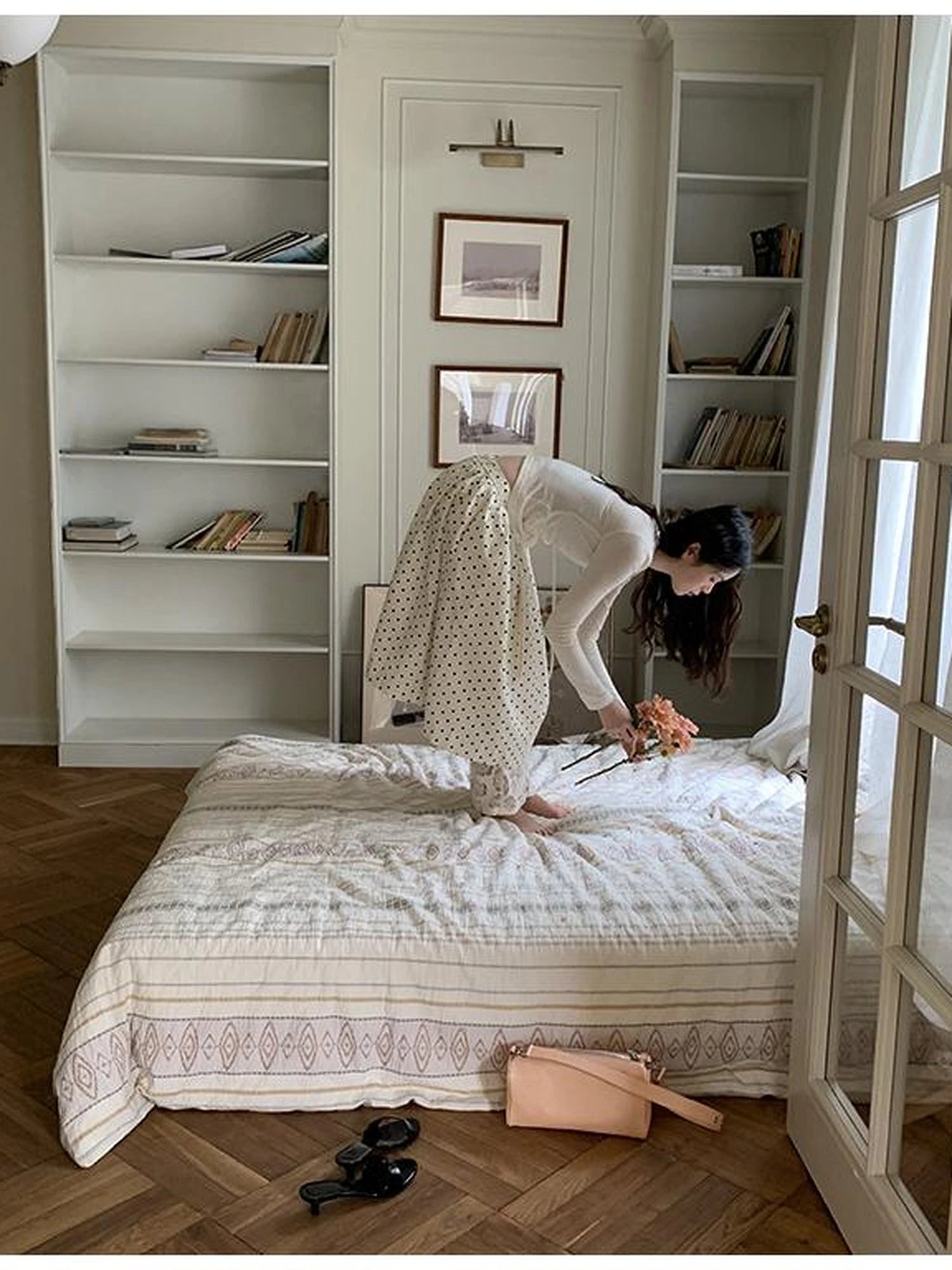 Retro Dot A Line Midi Skirt For Pear Shape