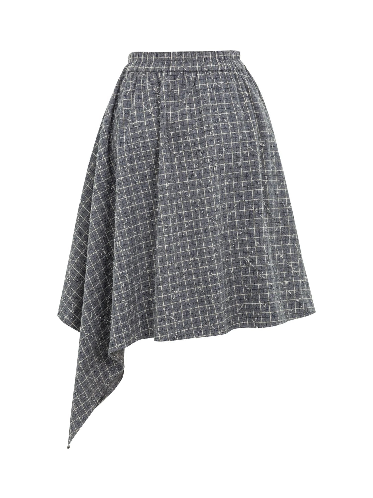 Retro Plaid A Line Midi Skirt With Asymmetrical Hem