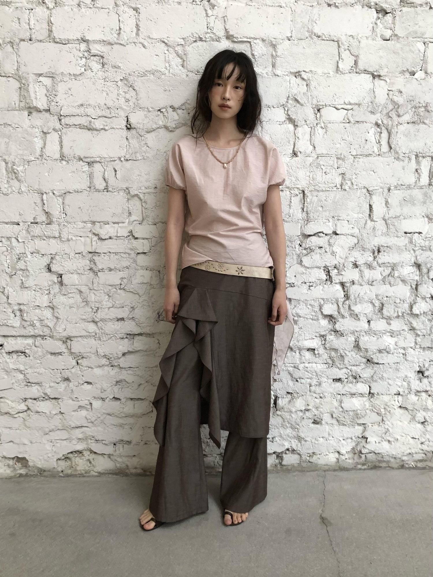 Dorydory Ruffle Pleated Slit Vintage Women&