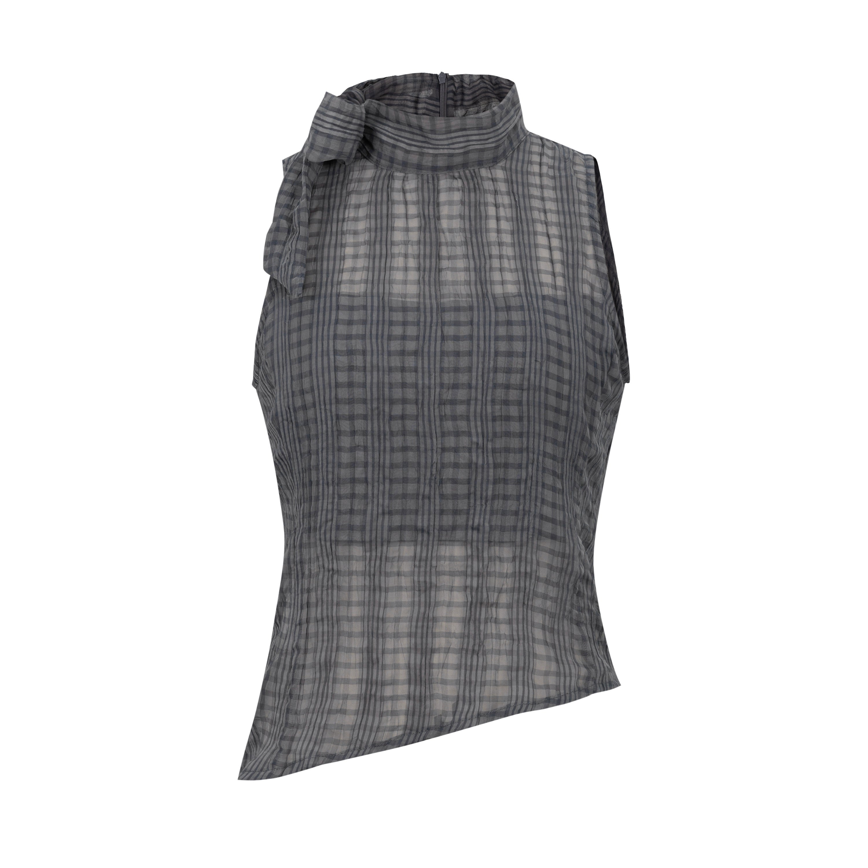 Dorydory_Sheer_Checked_High_Neck_Sleeveless_Vest_MISSTT