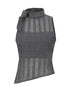 Sheer Checked High Neck Sleeveless Vest