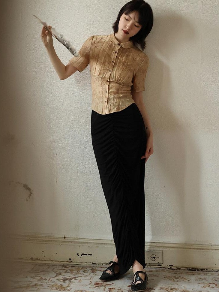 Dorydory Slim Chinese Style Cinched Waist Women&